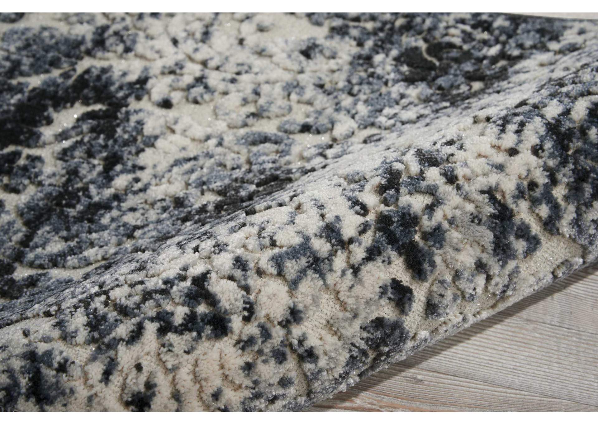Michael Amini Gleam MA603 Grey and White 8' Runner Hallway Rug,Nourison