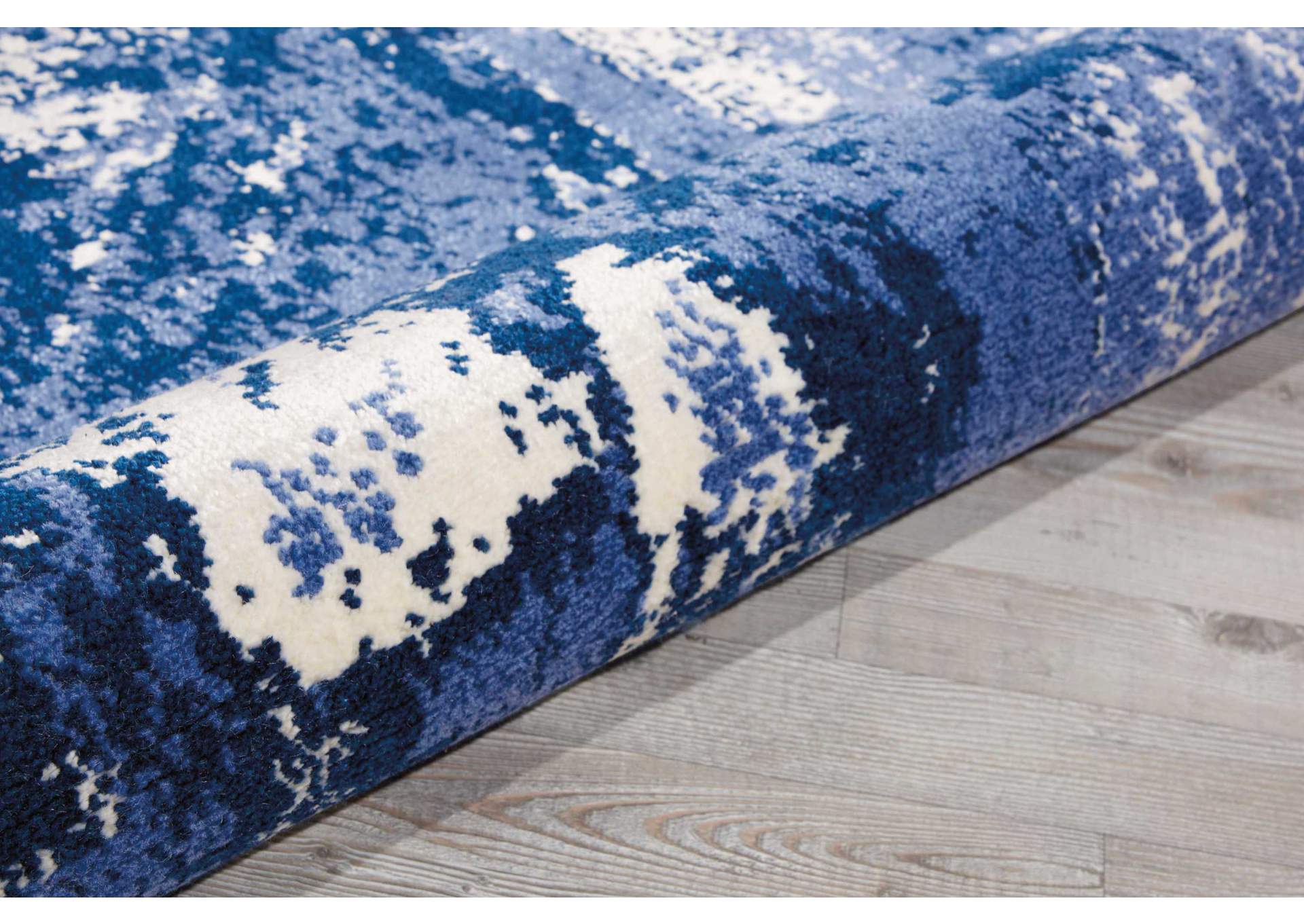 Nourison Twilight TWI24 Blue and White 8' Round Large Rug,Nourison