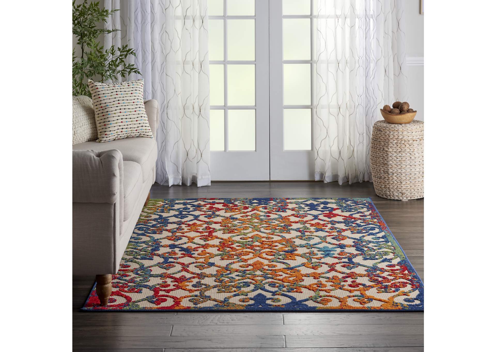 Nourison Aloha ALH21 4'x6' Multicolor Easy-care Indoor-outdoor Rug,Nourison