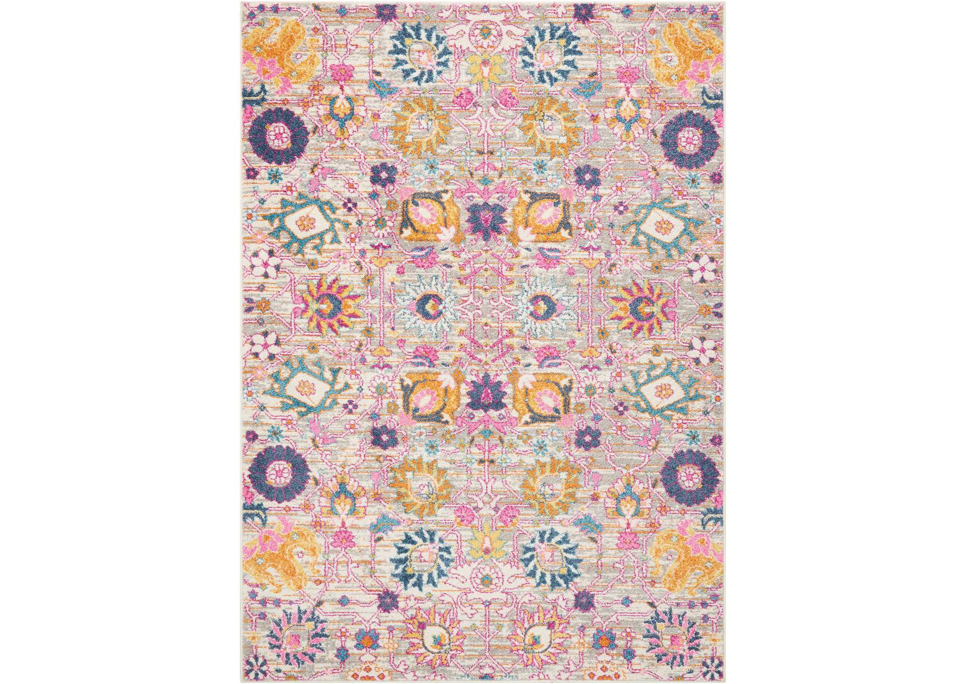 Nourison Passion PSN01 Pink and Grey 4'x6' Boho Area Rug,Nourison