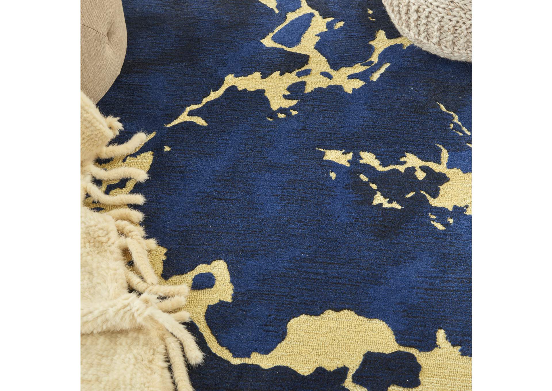 Nourison Symmetry SMM09 Navy Blue Artistic Area Rug,Nourison