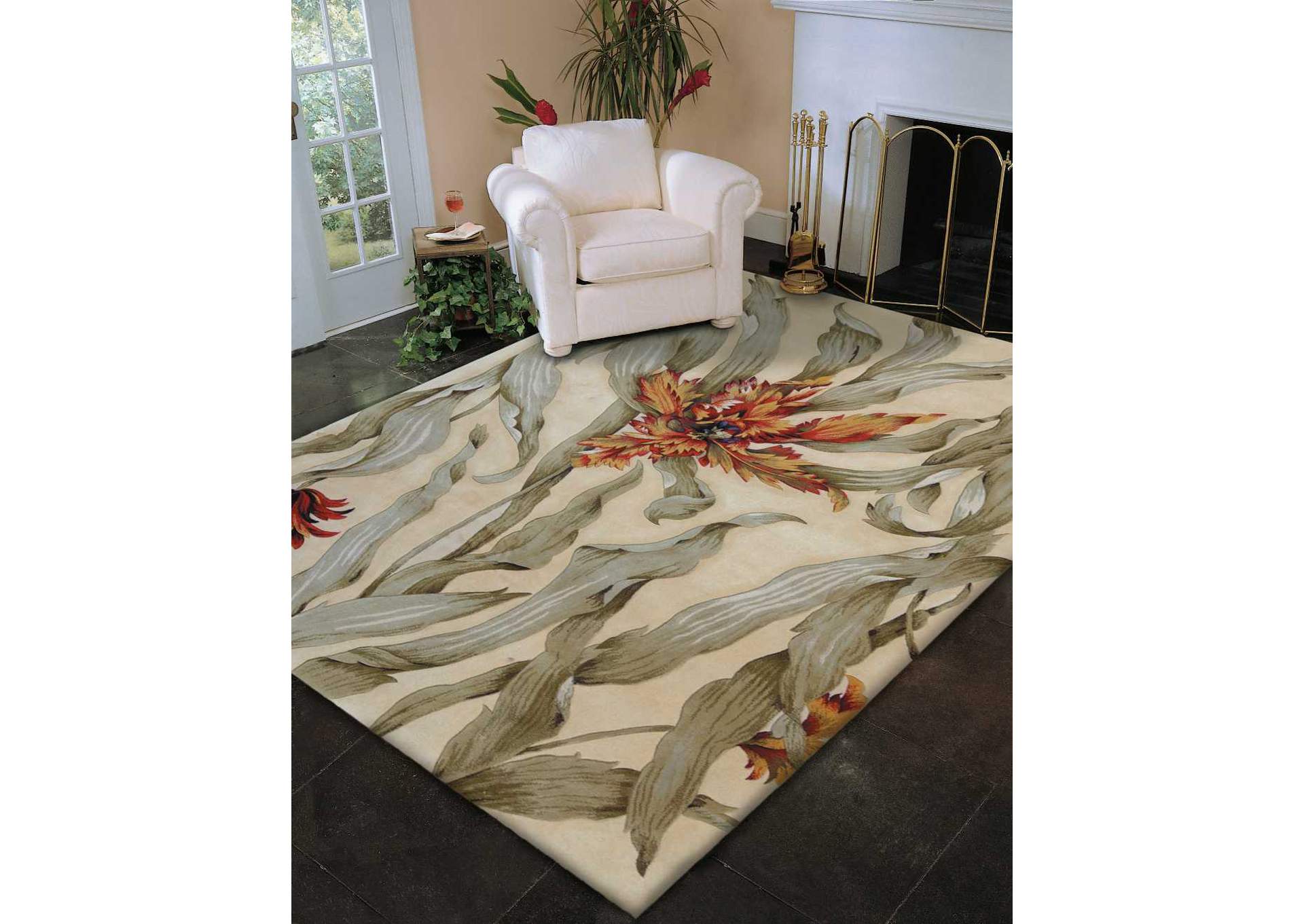 Nourison Tropics TS01 White 5'x8' Area Rug,Nourison