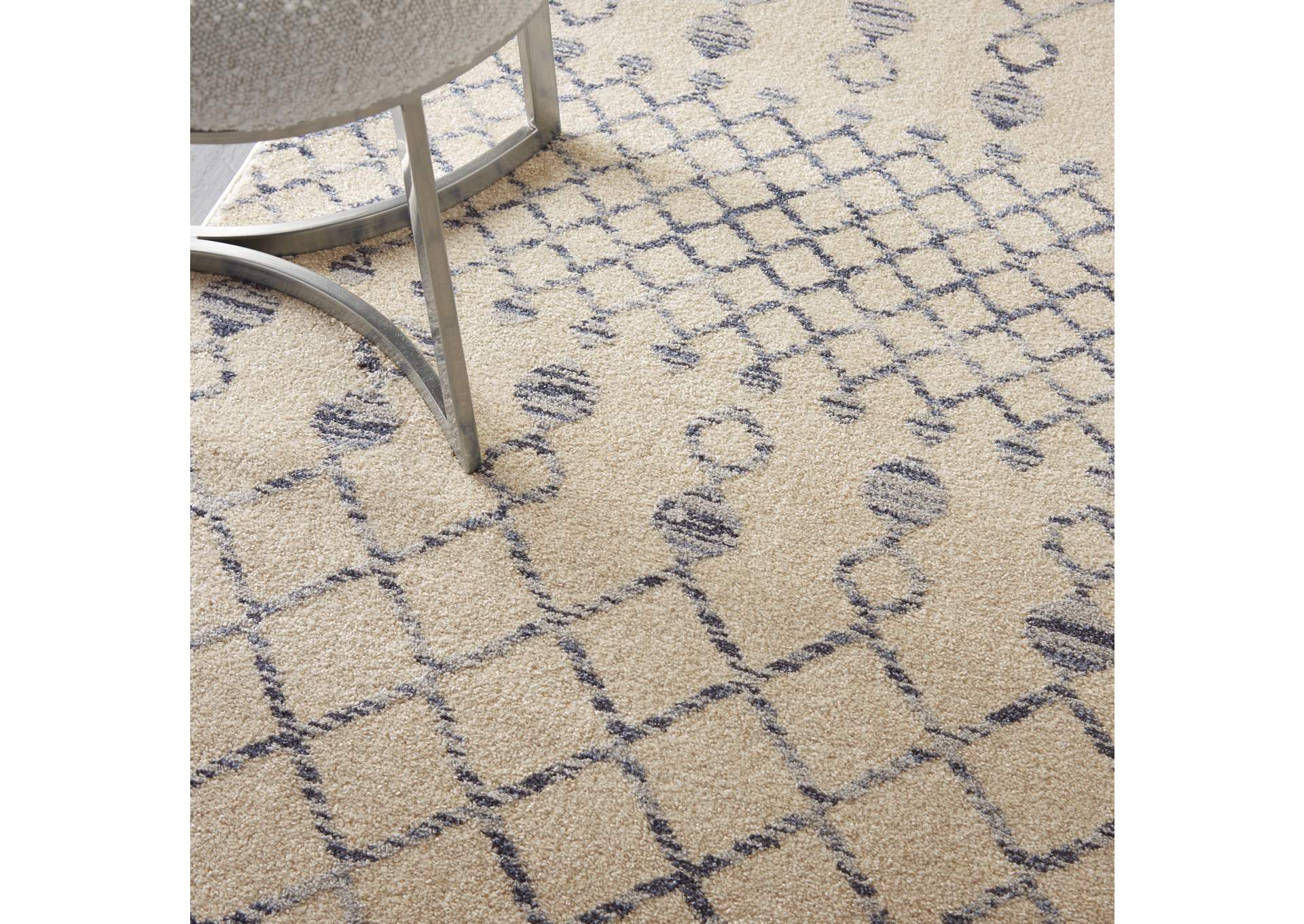 Nourison Palermo 8' x 10" Beige and Blue Distressed Bohemian Area Rug,Nourison