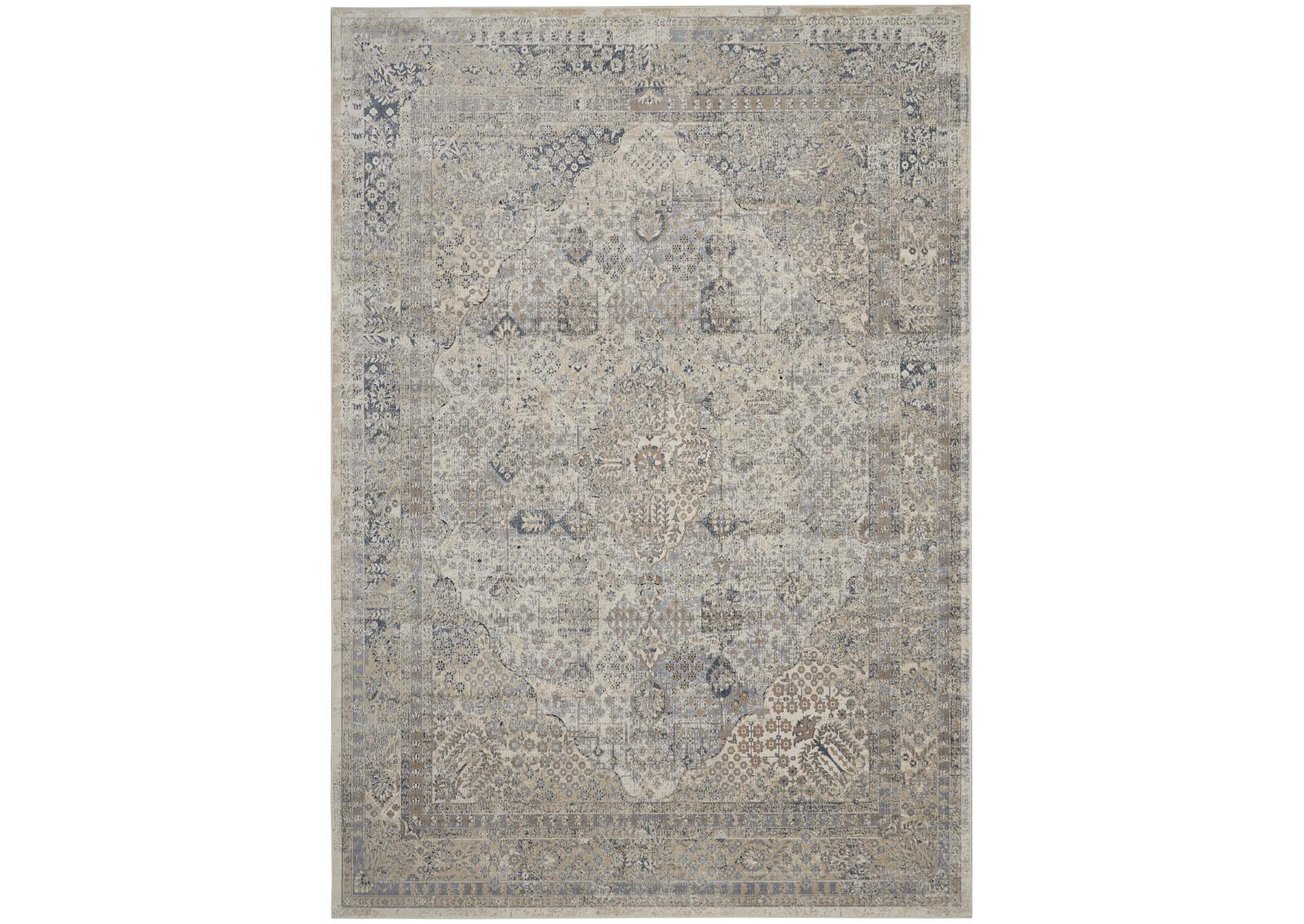 kathy ireland Home Malta MAI01 Blue and Ivory 9'x12' Rug,Nourison