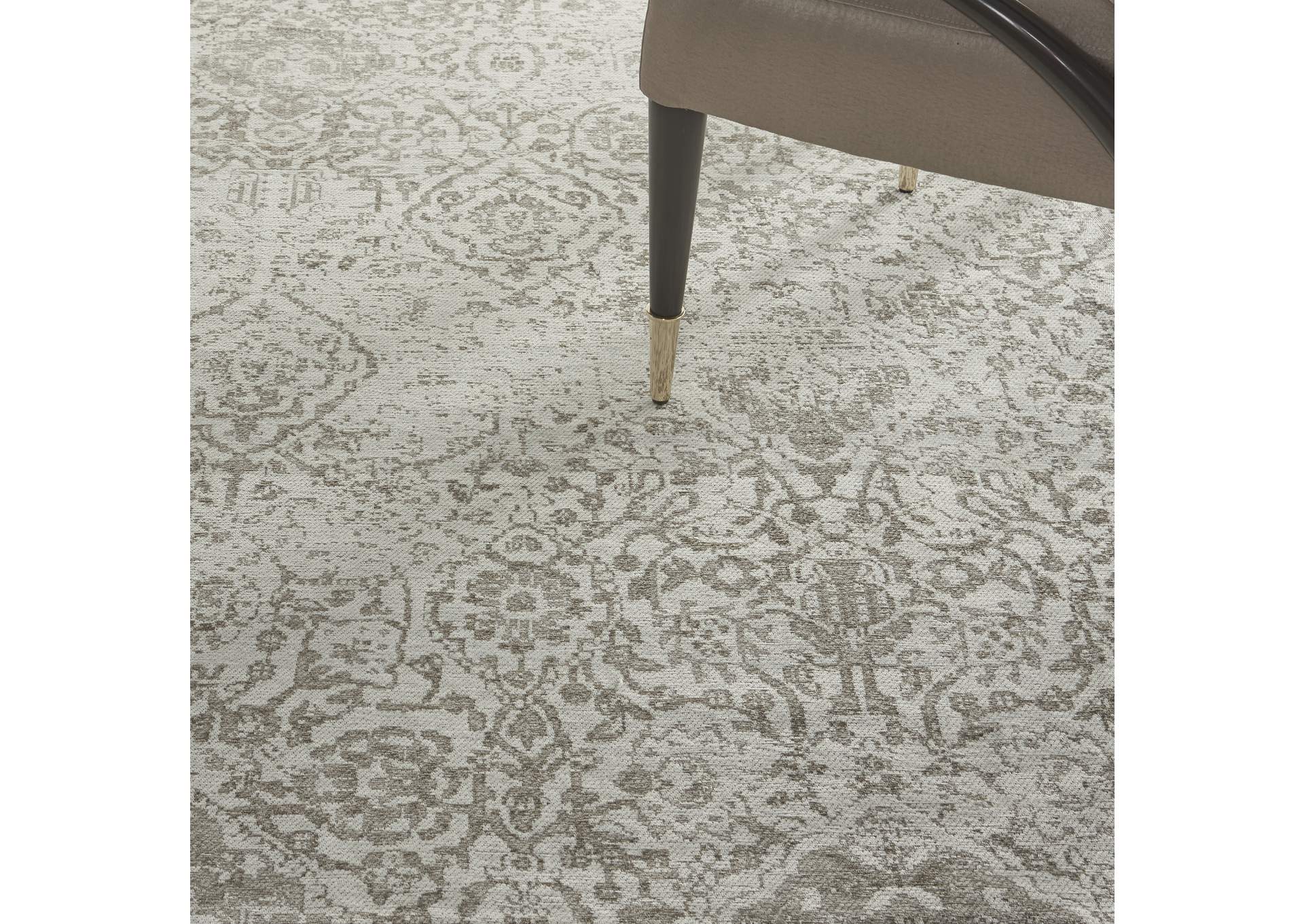 Nourison Damask DAS06 White 8'x10' Large Flat Rug,Nourison