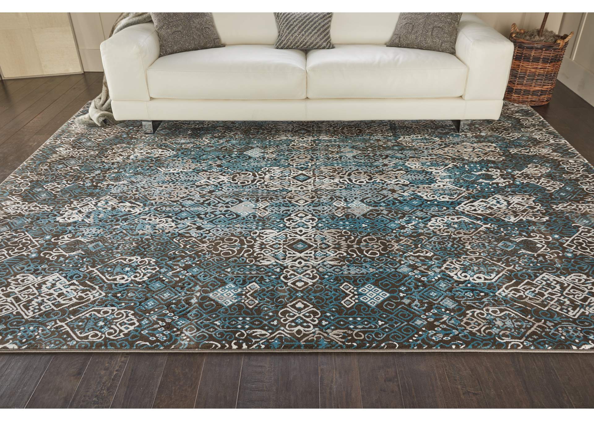 Nourison Karma KRM04 Blue and Brown 8'x11' Oversized Rug,Nourison
