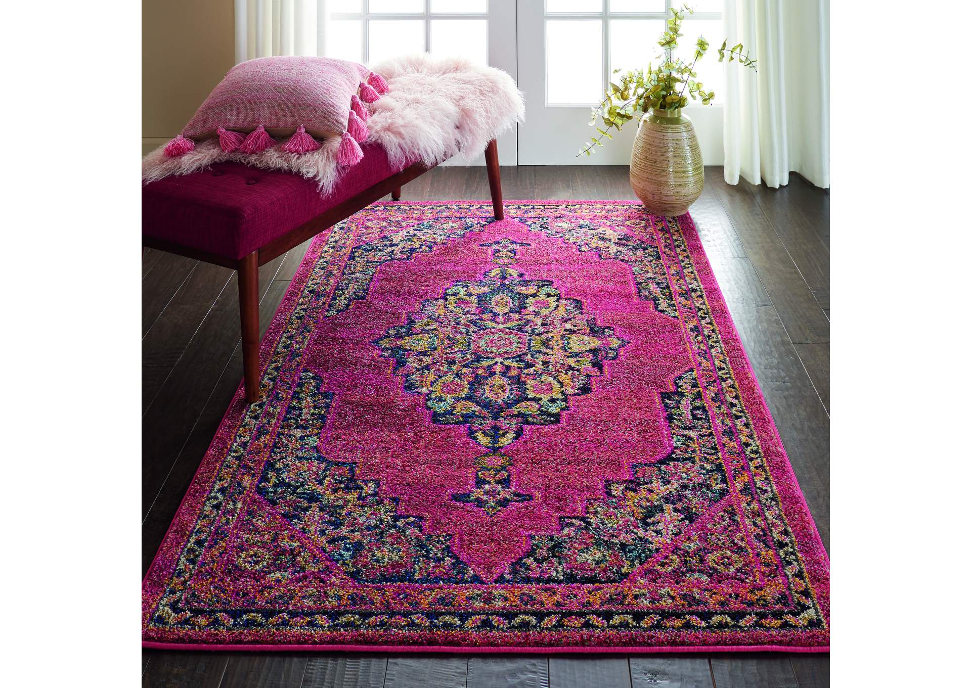 Nourison Passionate PST01 Pink Multicolor 4'x6' Boho Area Rug,Nourison