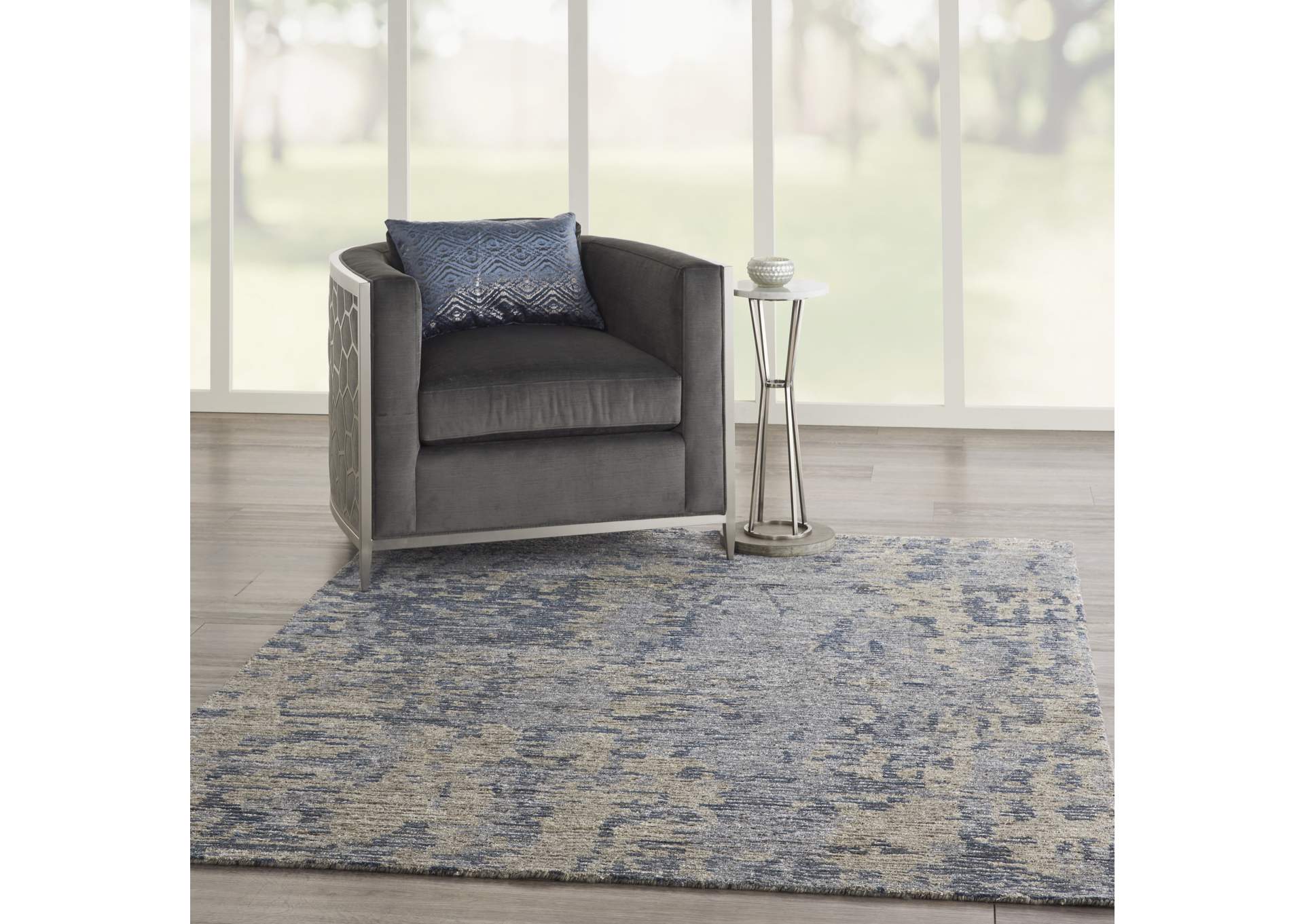 Nourison Ellora ELL04 Grey 6'x8' Modern Area Rug,Nourison