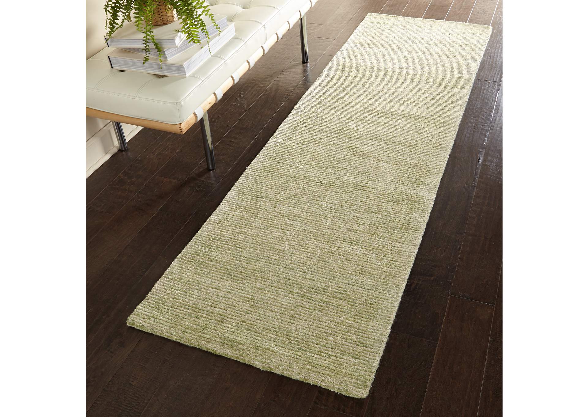 Nourison Weston WES01 Green 8' Runner Textured Hallway Rug,Nourison