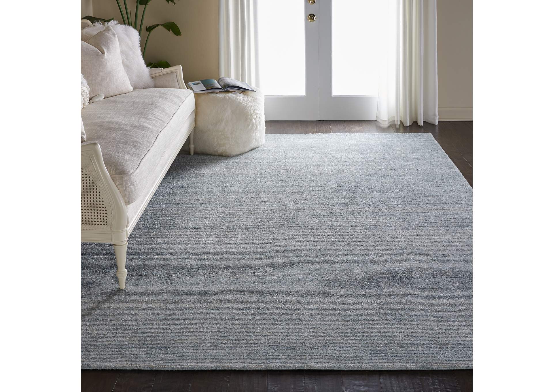 Nourison Weston WES01 Light Blue 8'x11' Oversized Textured Rug,Nourison