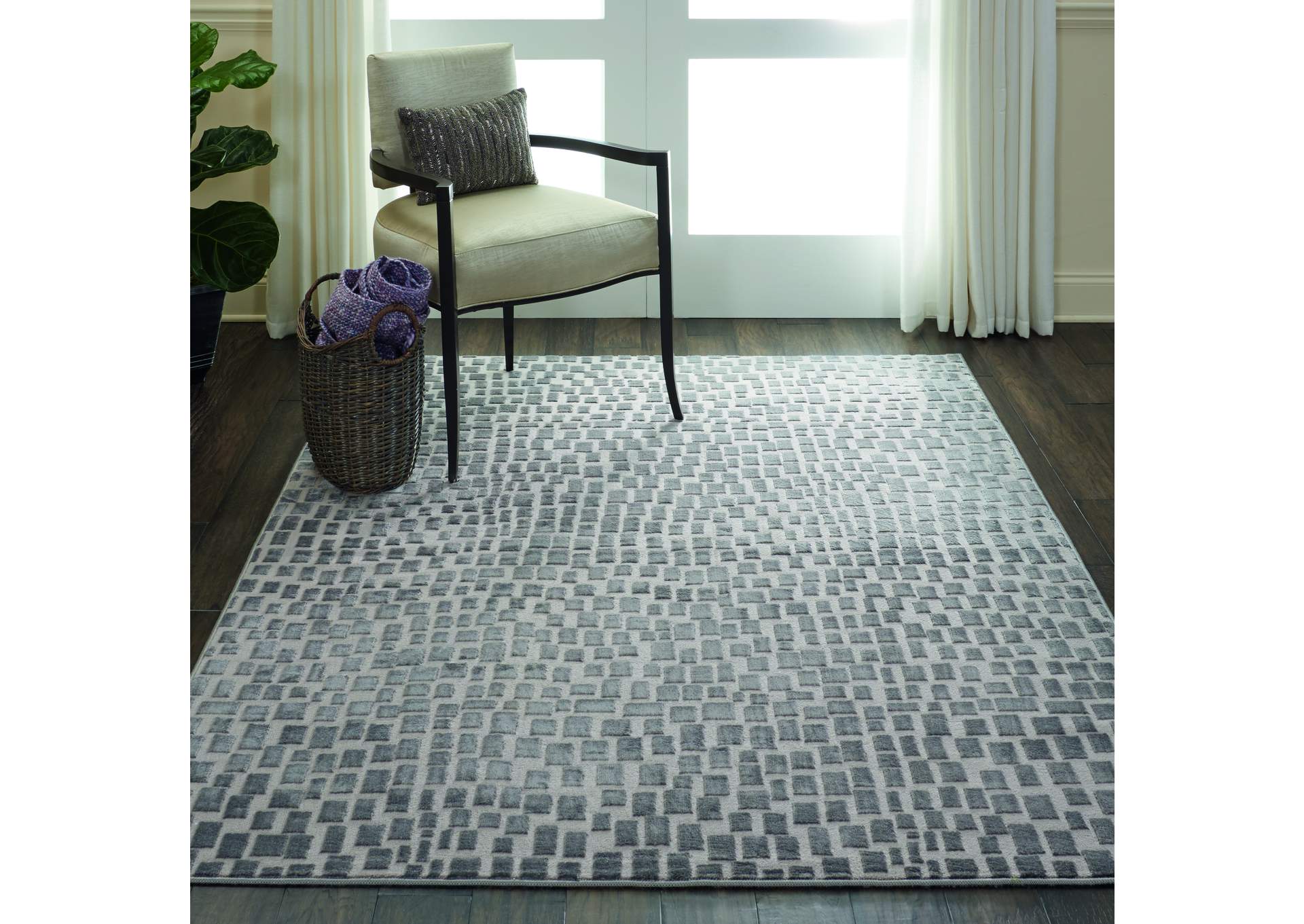 Nourison Urban Chic URC03 Grey 5'x8' Mid-century Area Rug,Nourison