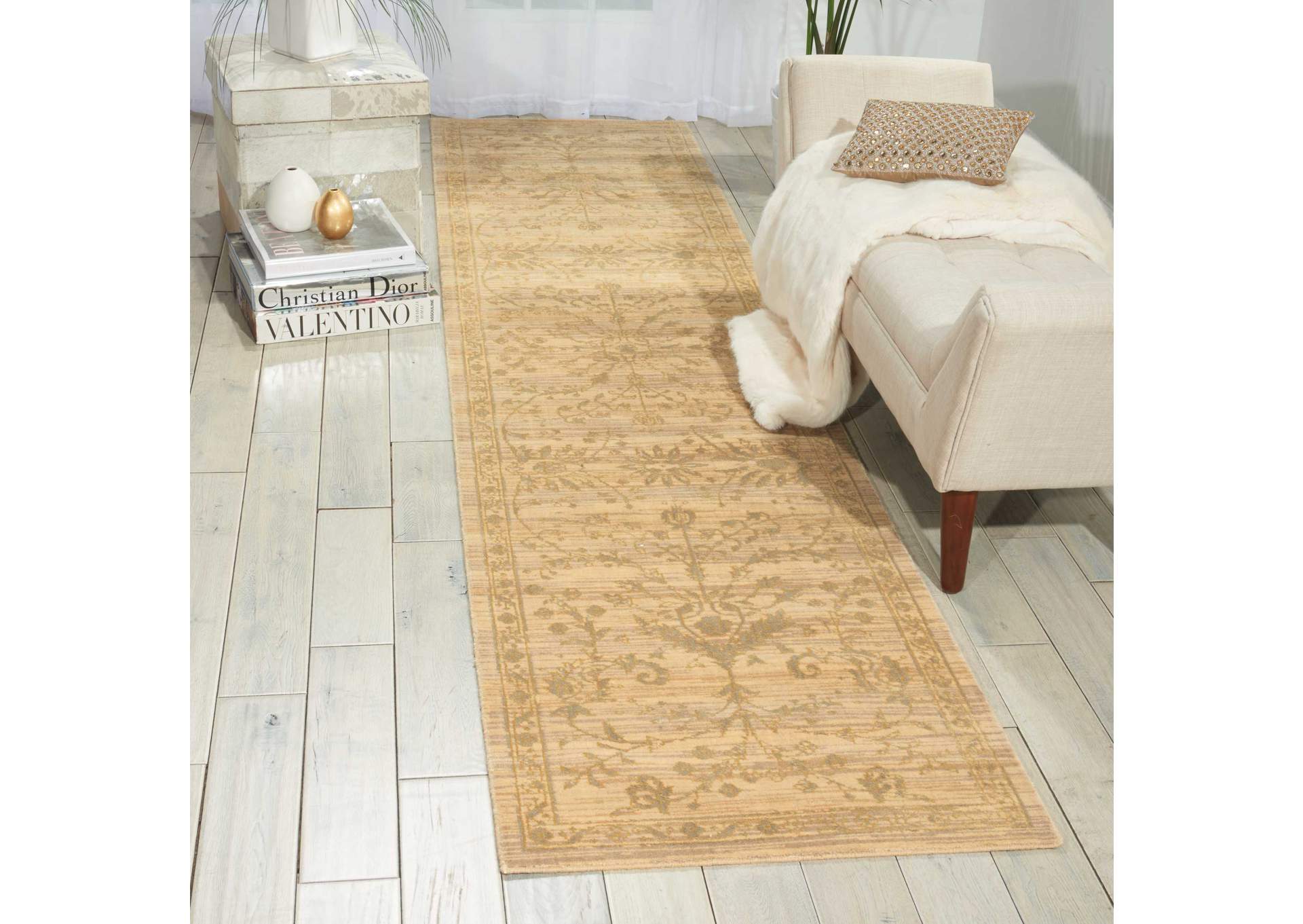 Nourison Silk Elements SKE29 Beige 10' Runner Hallway Rug,Nourison