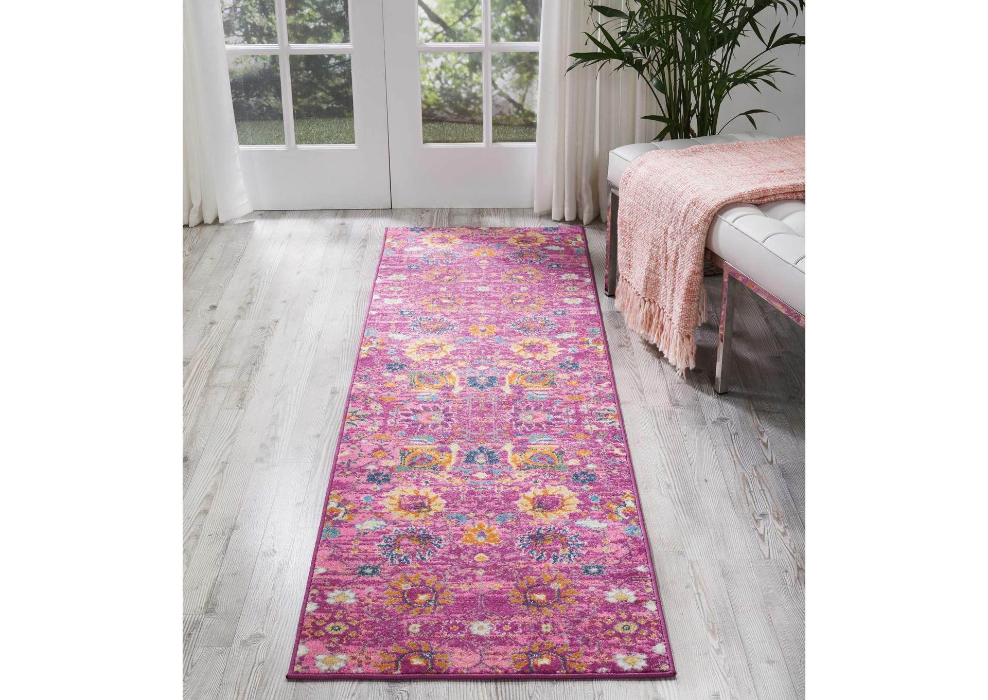 Nourison Passion PSN01 Pink 8' Runner Hallway Rug,Nourison