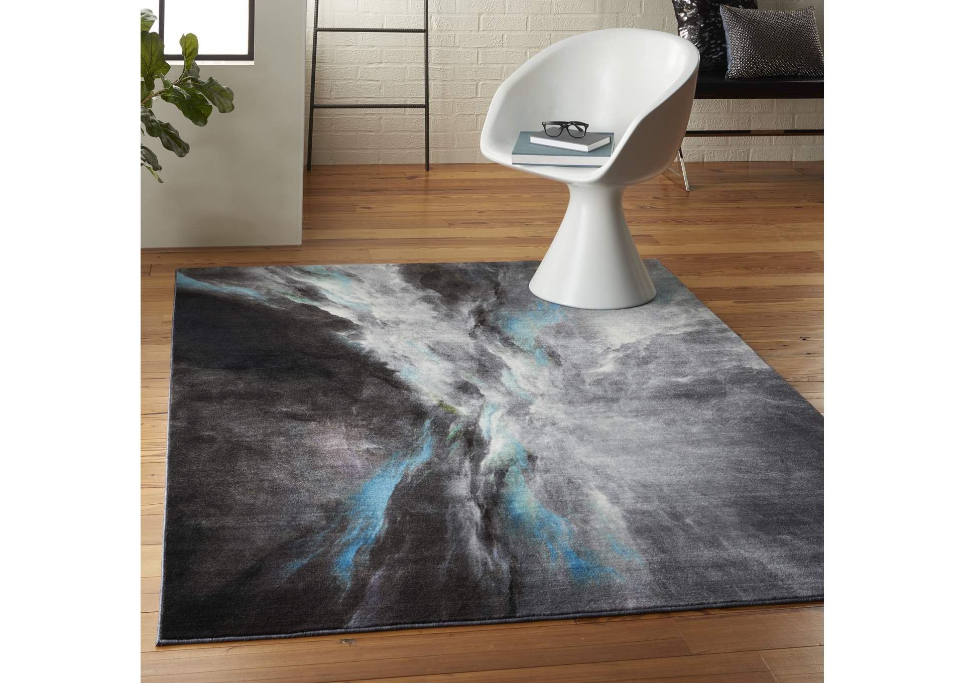 Nourison Le Reve LER06 Charcoal Grey 4'x6' PhotoReal Area Rug,Nourison