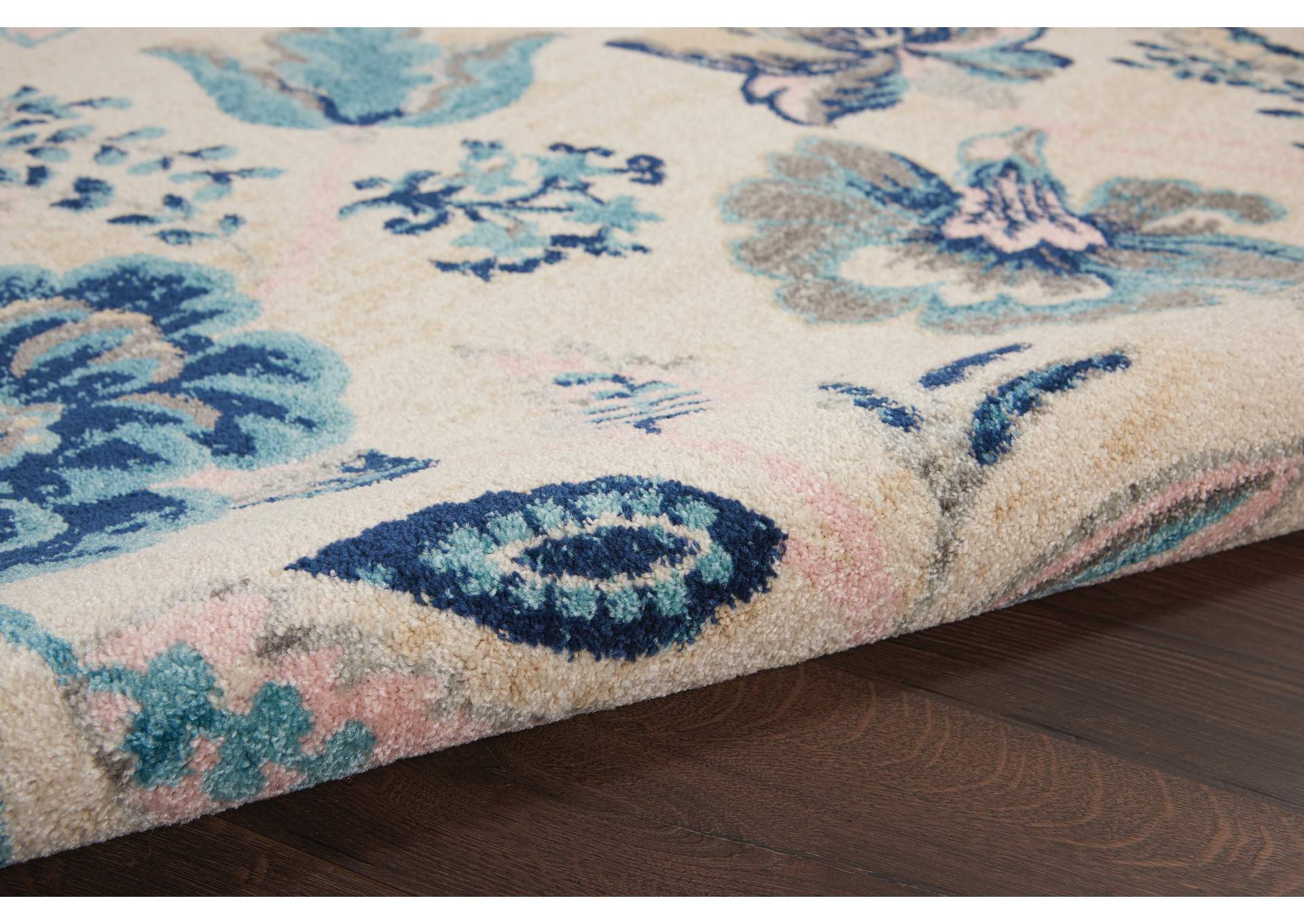 Nourison Tranquil TRA02 Blue and White 5'x7' French Country Area Rug,Nourison