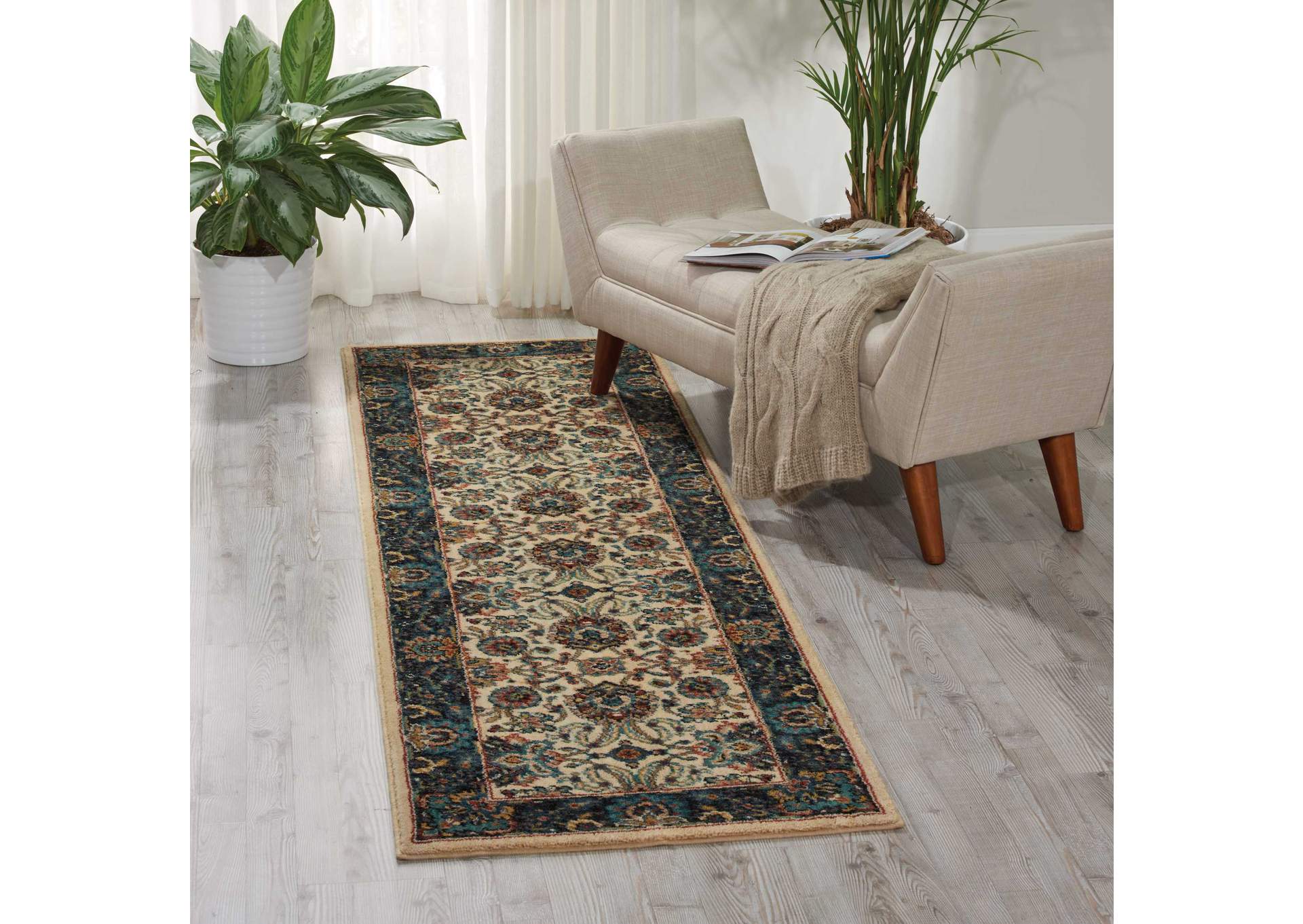 Nourison 2020 NR201 White Multicolor 8' Runner Area Rug,Nourison