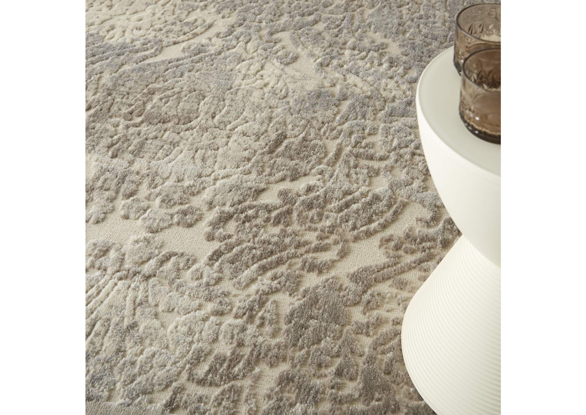 Nourison Graphic Illusions GIL09 White 5'x8' Area Rug,Nourison