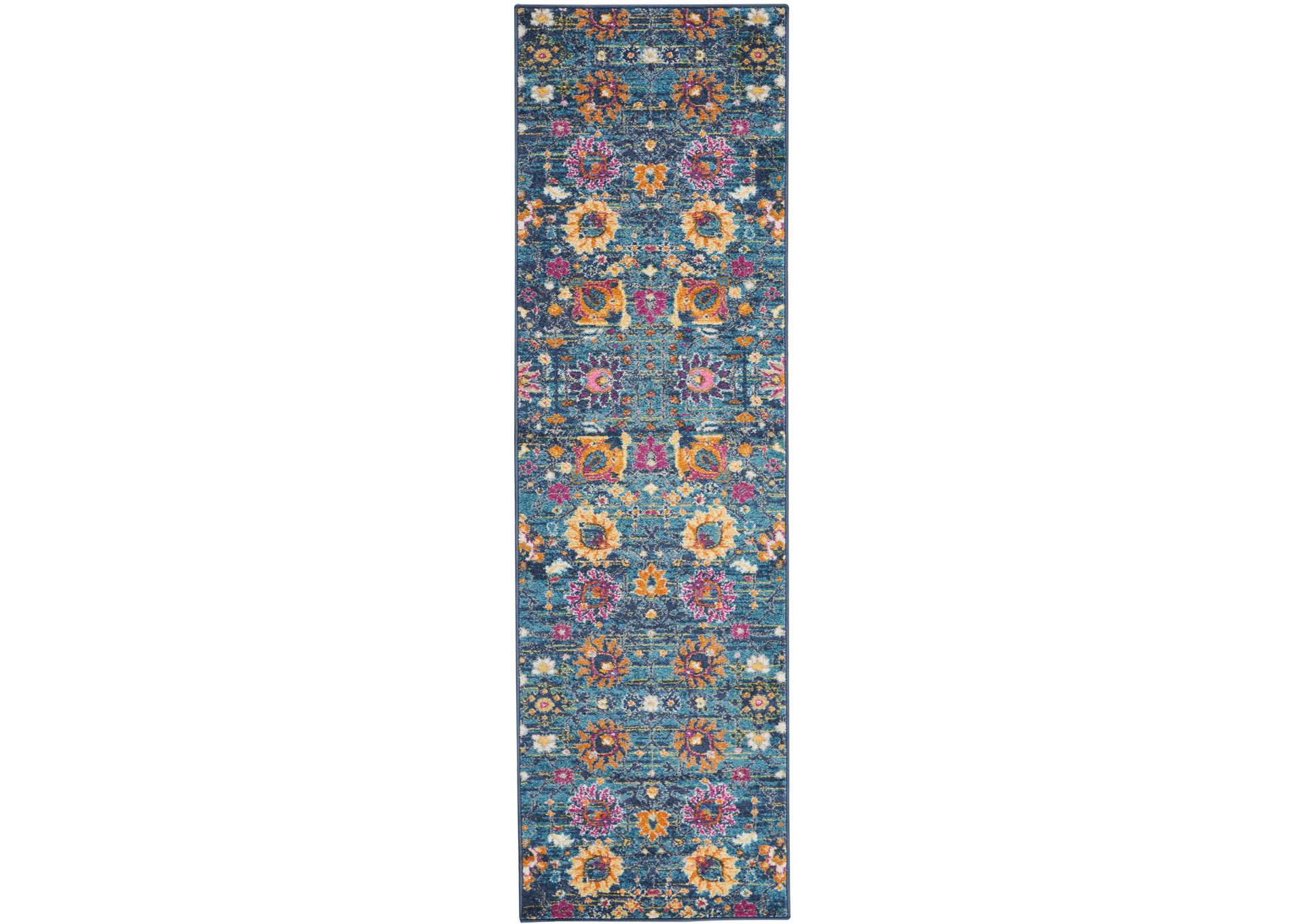 Nourison Passion PSN01 Blue Multicolor 8' Runner Hallway Rug,Nourison