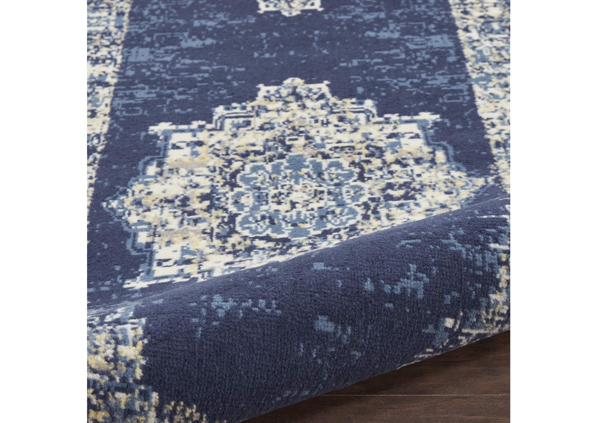 Nourison Grafix GRF14 Blue 8' Runner Hallway Rug,Nourison