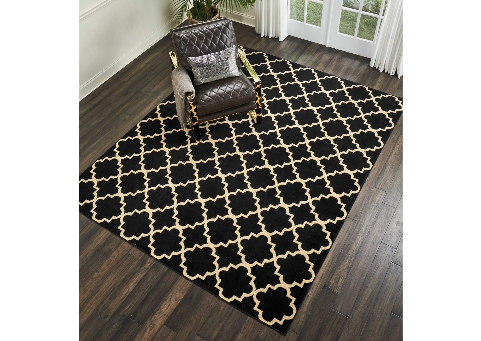 Nourison Grafix GRF08 Black 8'x10' Large Rug,Nourison