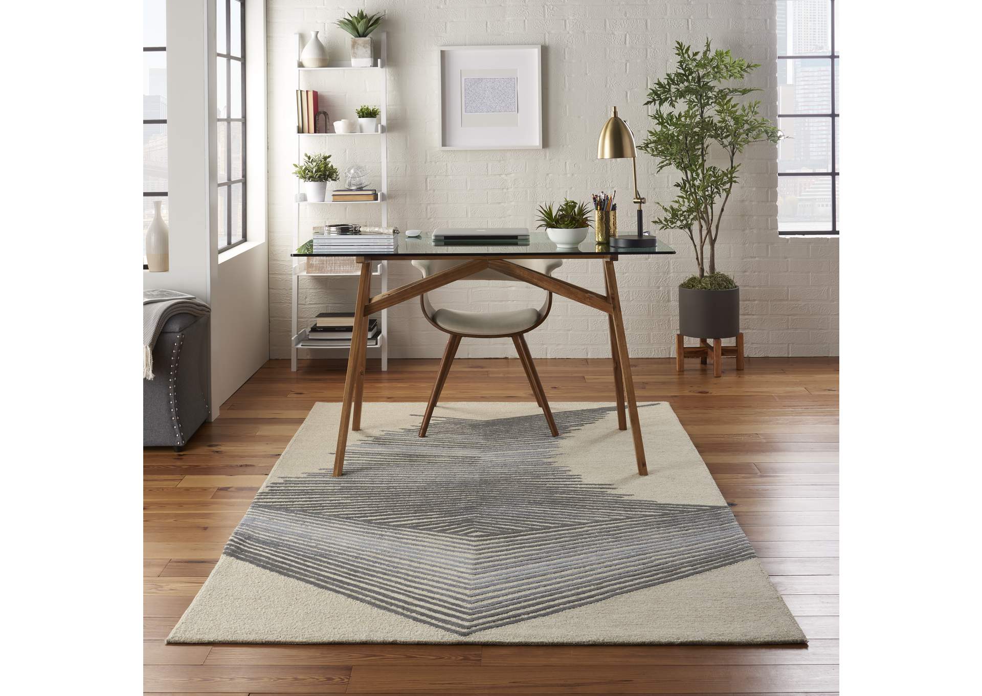 Nourison Symmetry SMM06 Ivory 5'x8' Area Rug,Nourison