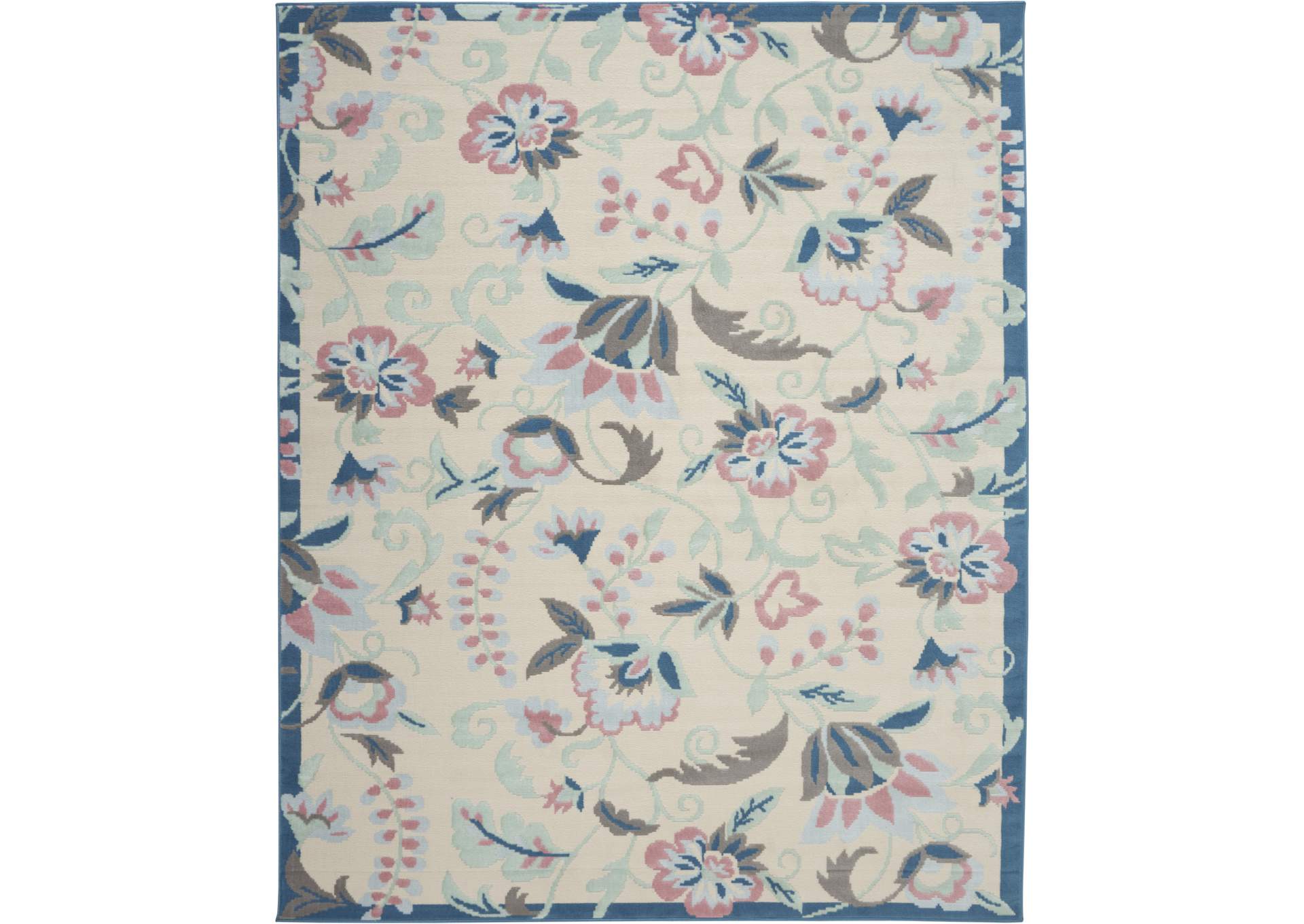 Nourison Jubilant JUB15 White Multicolor 8'x10' Large Low-pile Rug,Nourison