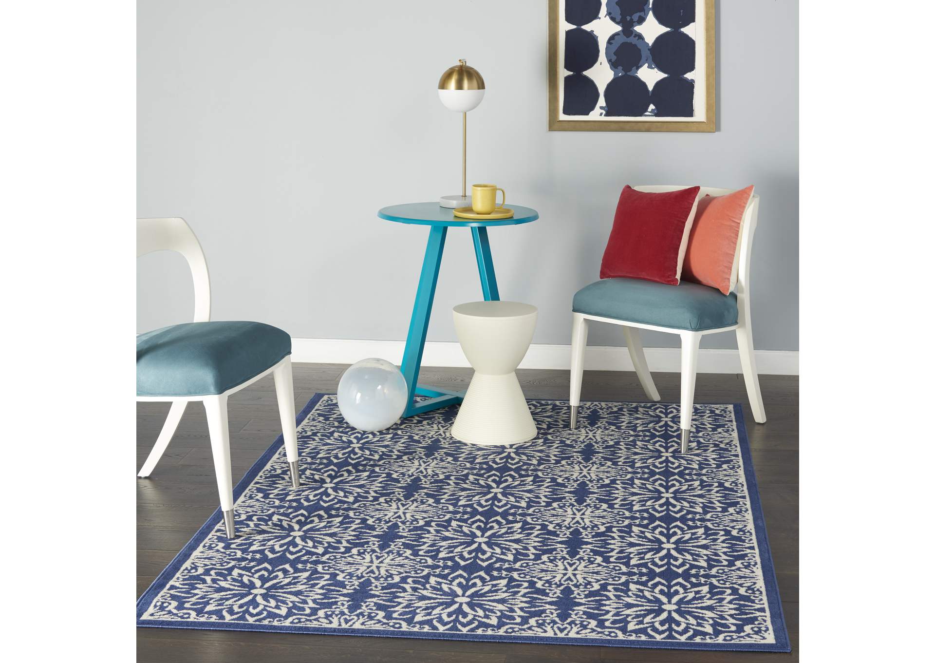 Nourison Jubilant 4' x 6' Navy Ivory Transitional Area Rug,Nourison