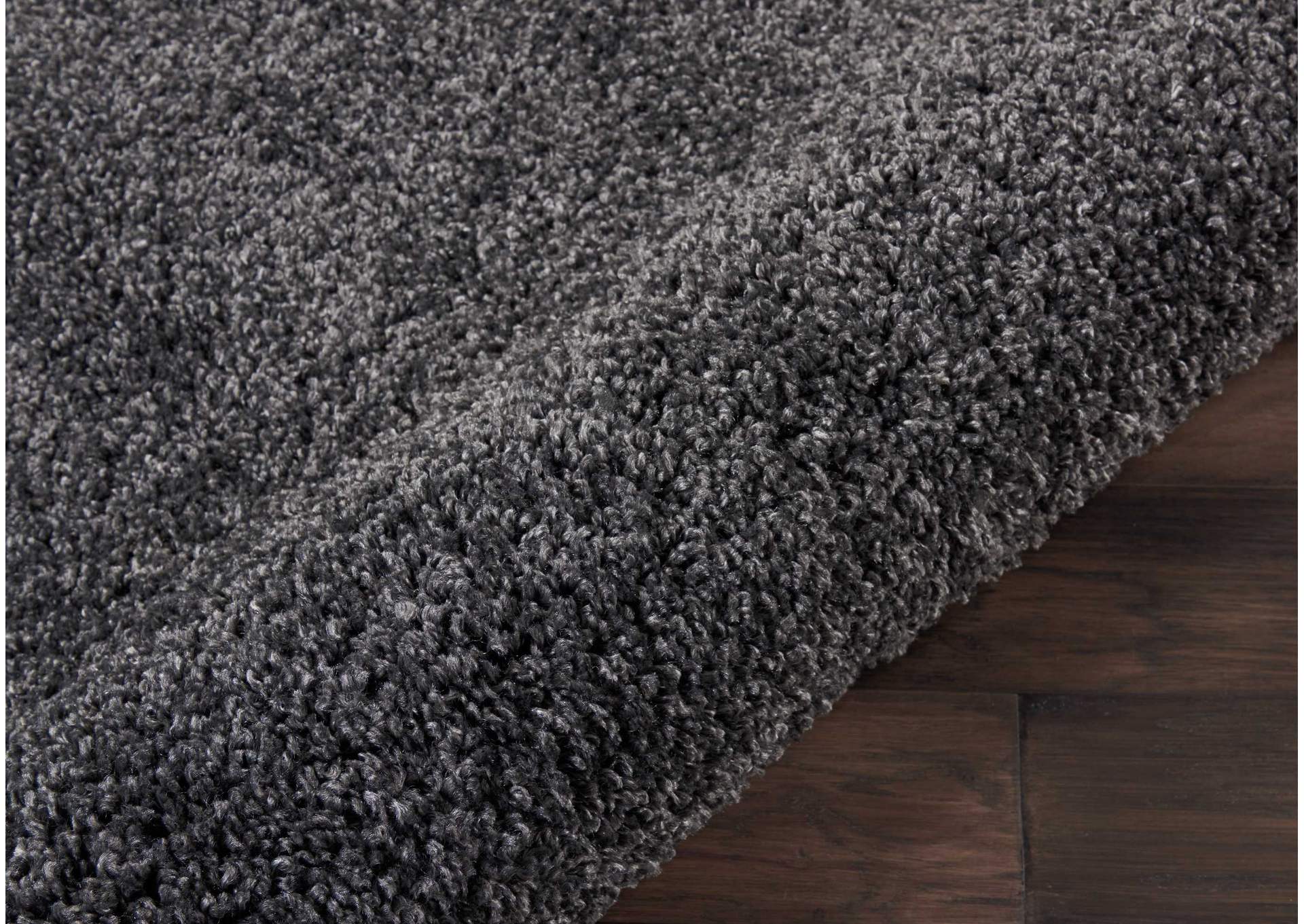 Nourison Malibu Shag MSG01 Charcoal 4' Round Area Rug,Nourison