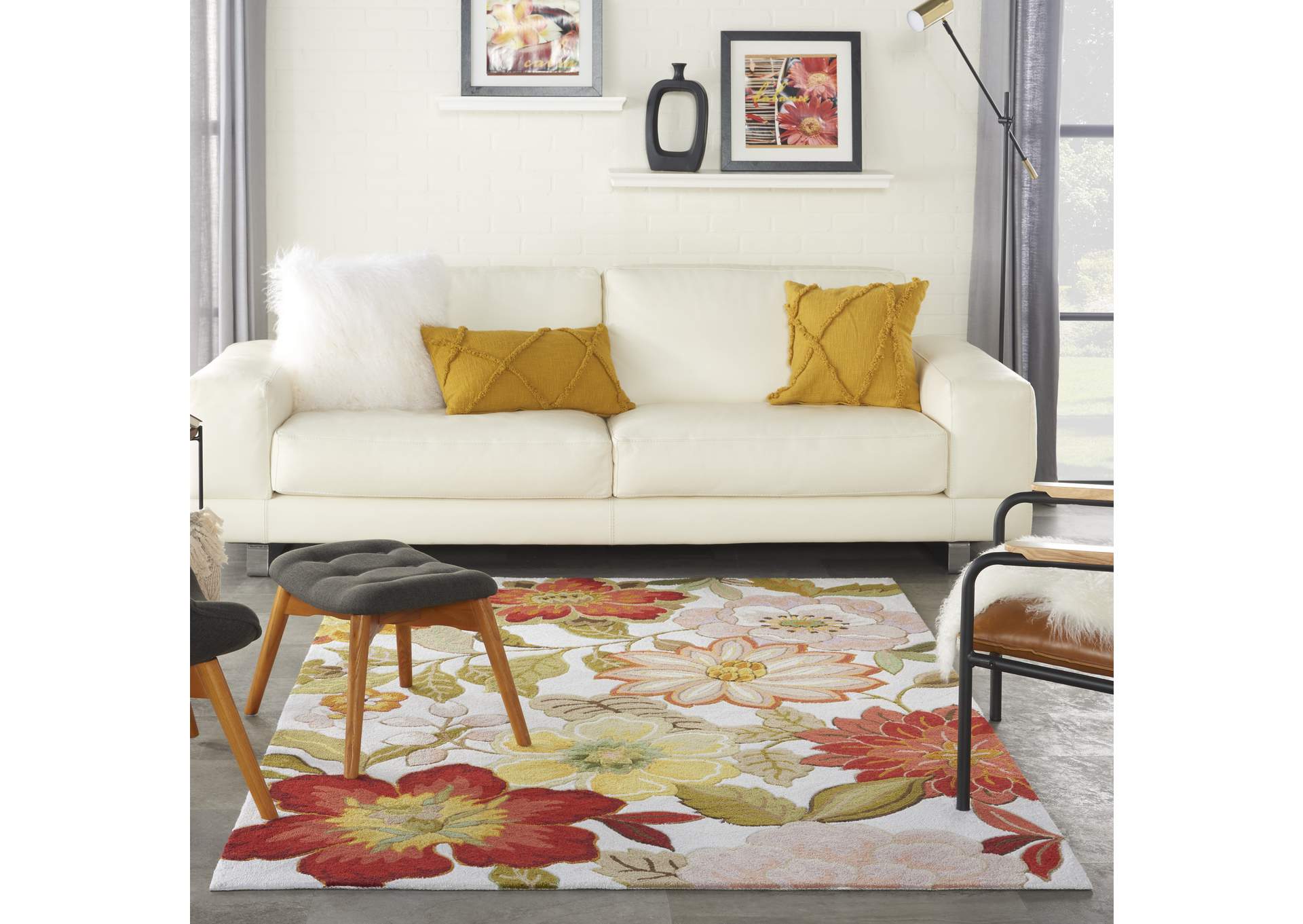 Nourison Fantasy FA18 White Multicolor 5'x8' Area Rug,Nourison