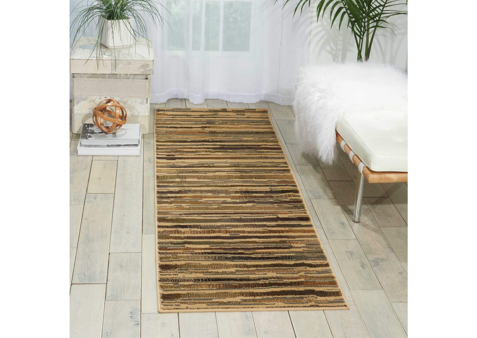 Nourison Paramount PAR15 Beige 7' Runner Hallway Rug,Nourison