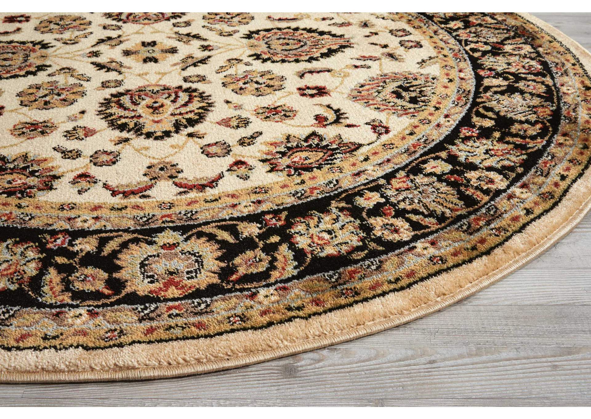 Nourison Delano DEL01 White and Black 5' Round Area Rug,Nourison