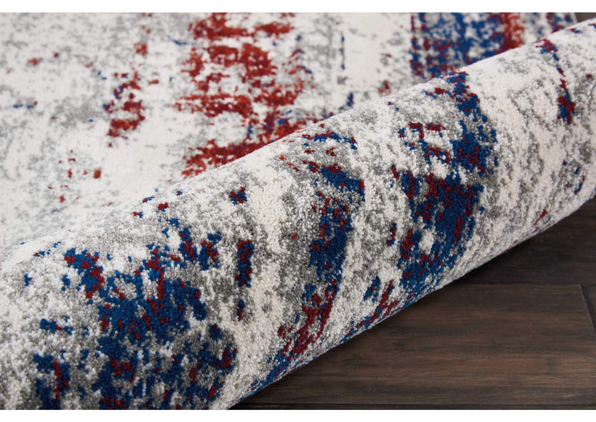 Nourison Maxell MAE15 Red and Blue 8' Runner Hallway Rug,Nourison