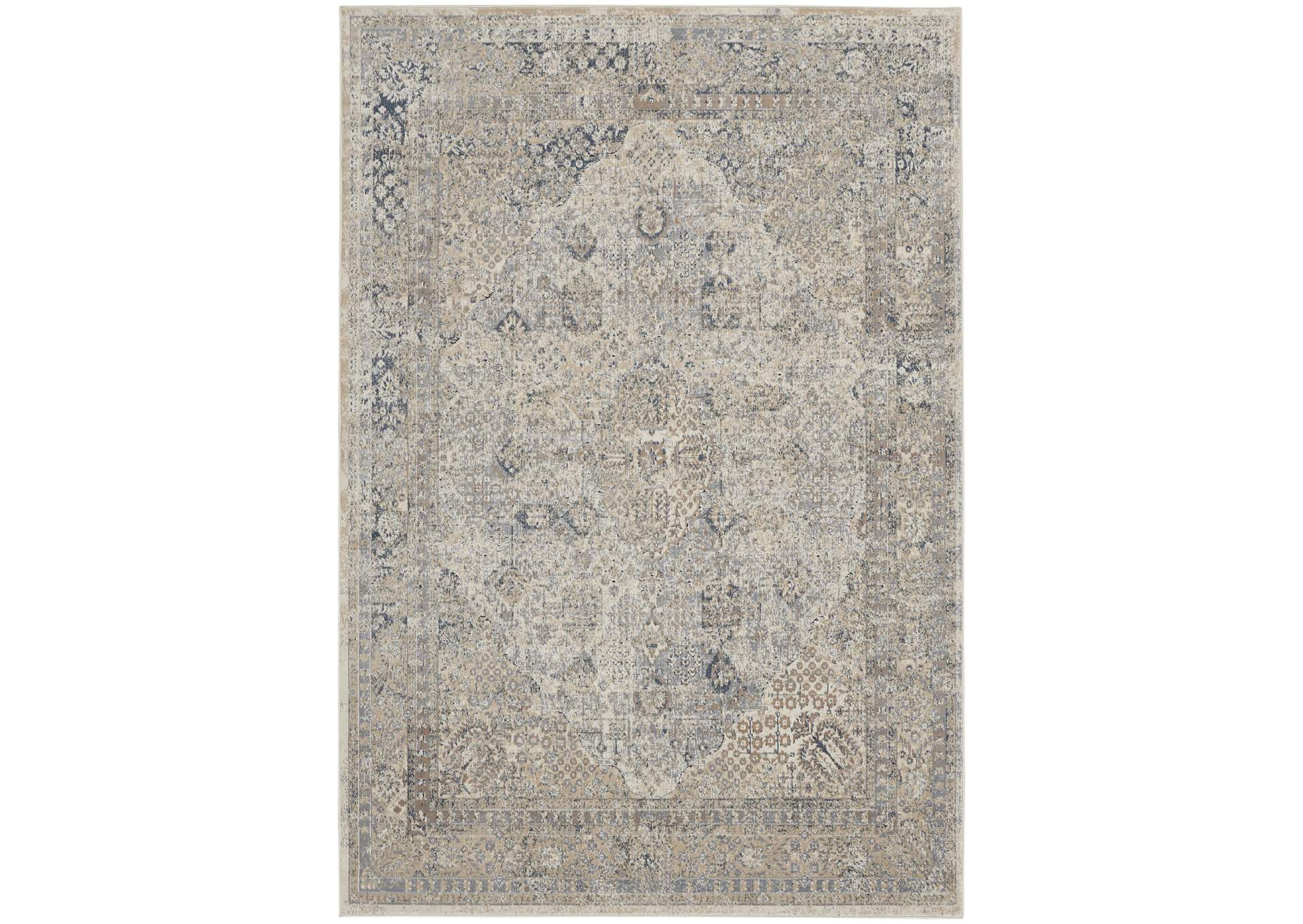 kathy ireland Home Malta MAI01 Blue and Ivory 4'x6' Area Rug,Nourison