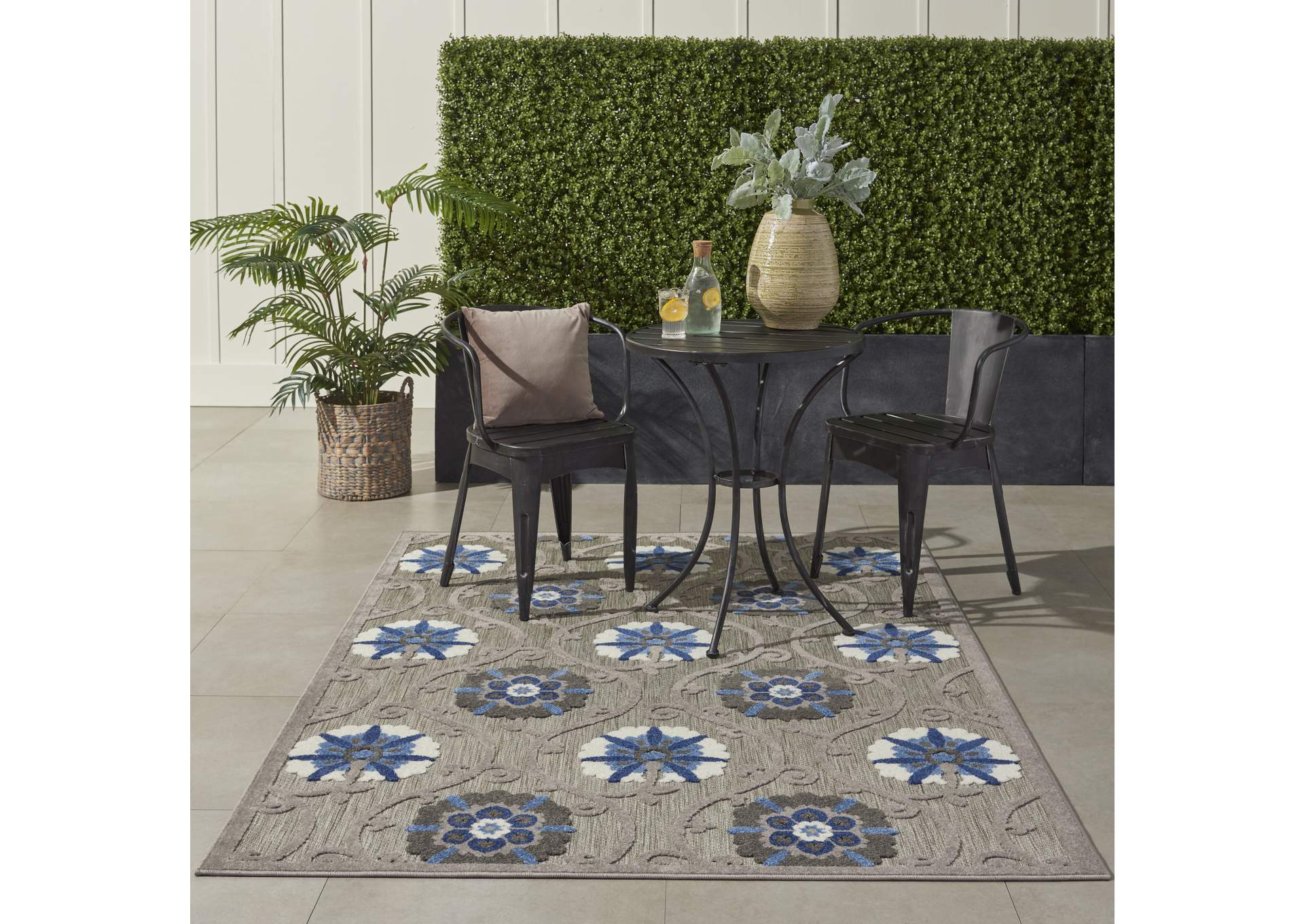 Nourison Aloha 4'x6' Grey Patio Area Rug,Nourison