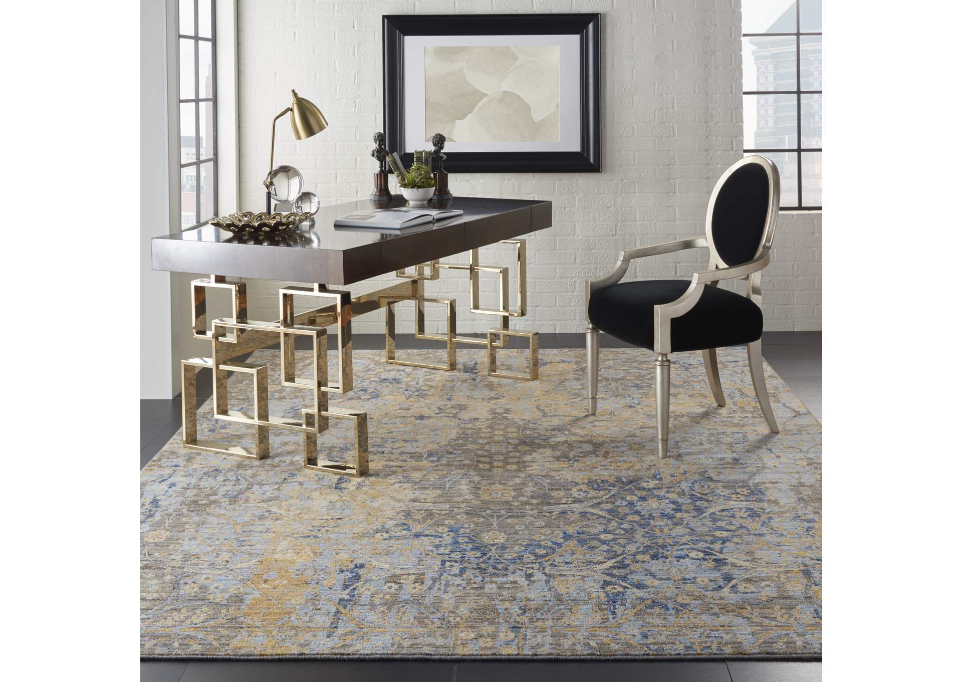 Nourison Majestic 10'x13' Beige and Blue Vintage Area Rug,Nourison