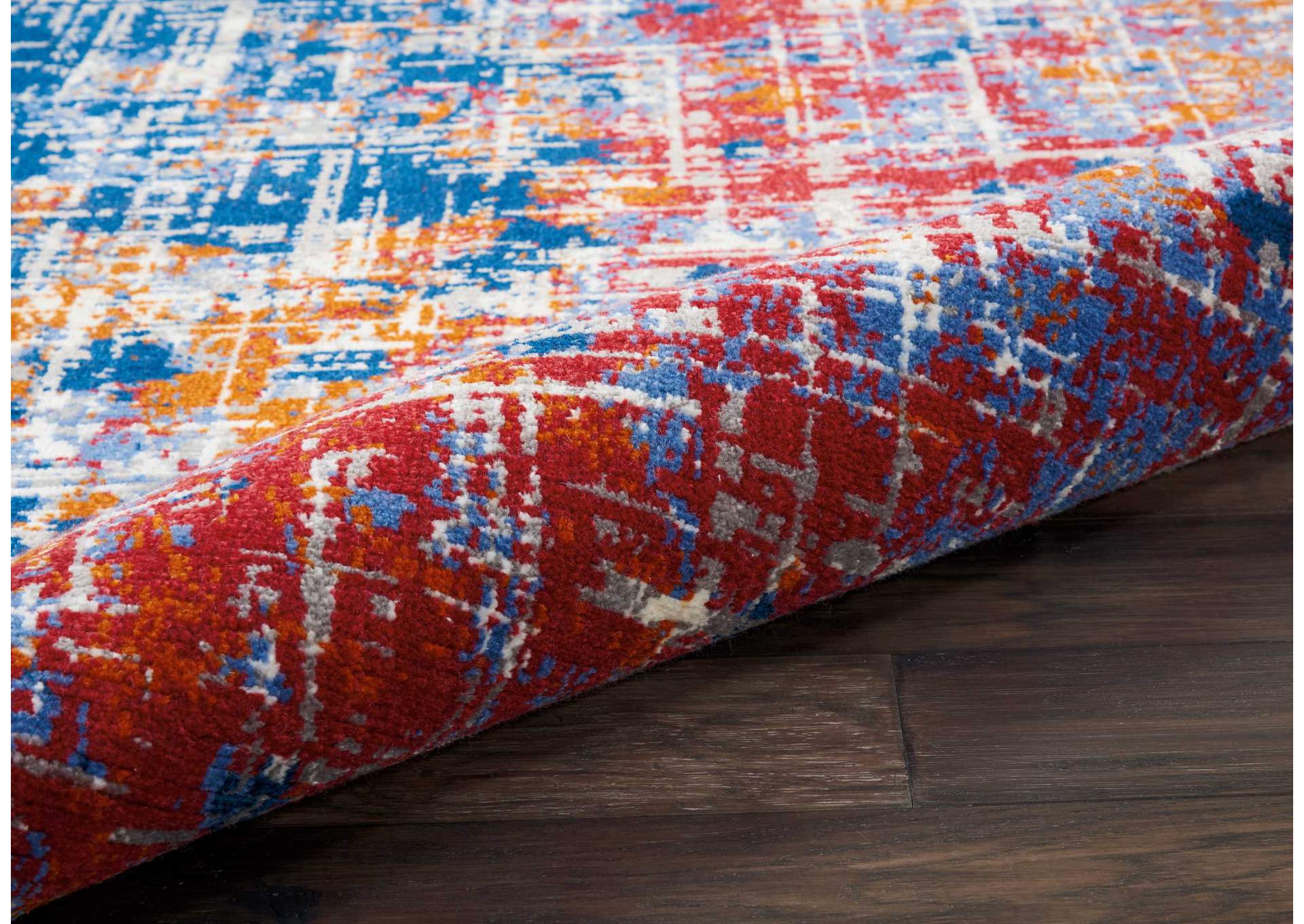 Nourison Twilight TWI25 Red and Blue 8' Round Large Rug,Nourison