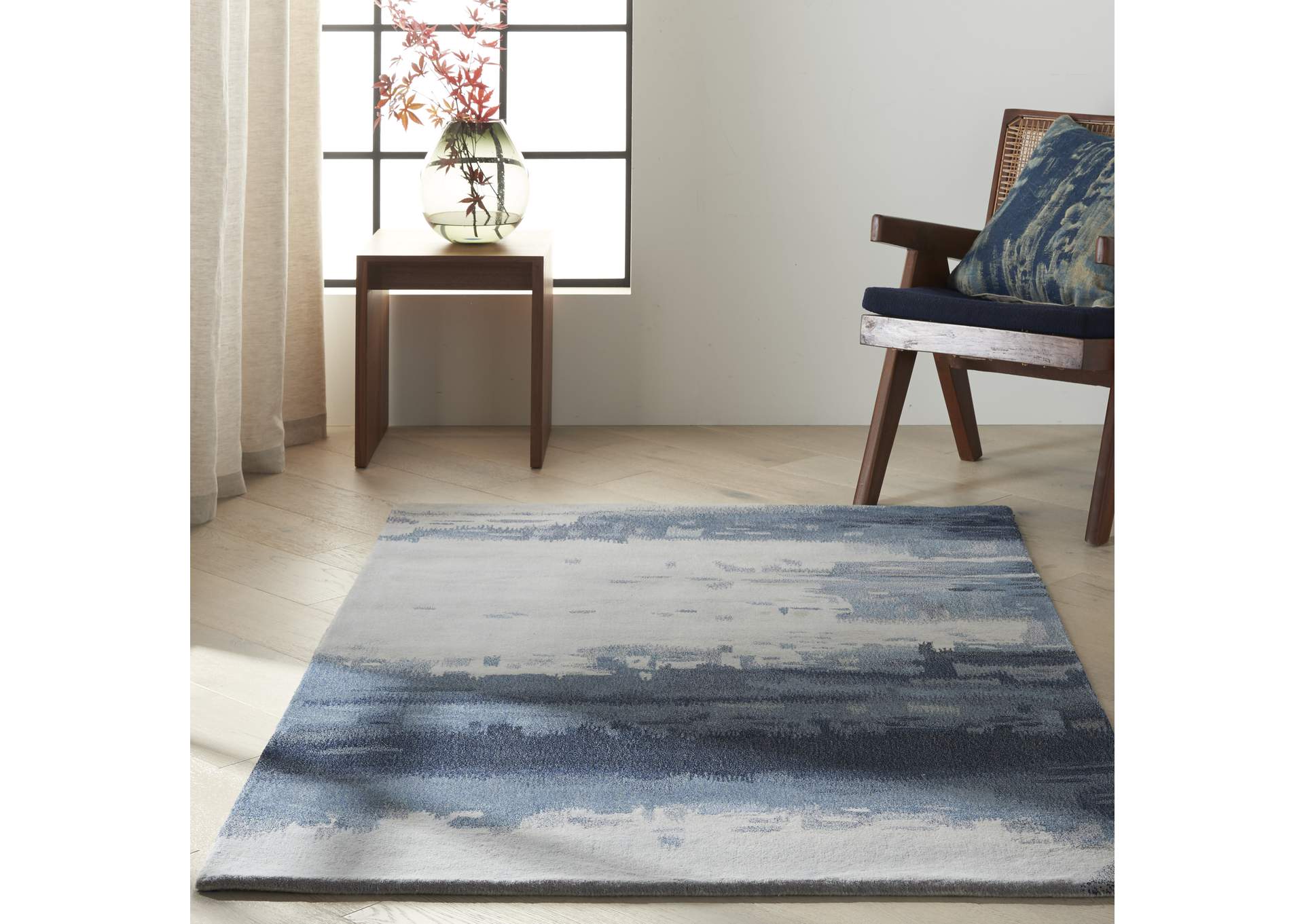 Calvin Klein Home Luster Wash SW17 Blue 4'x6' Area Rug,Nourison
