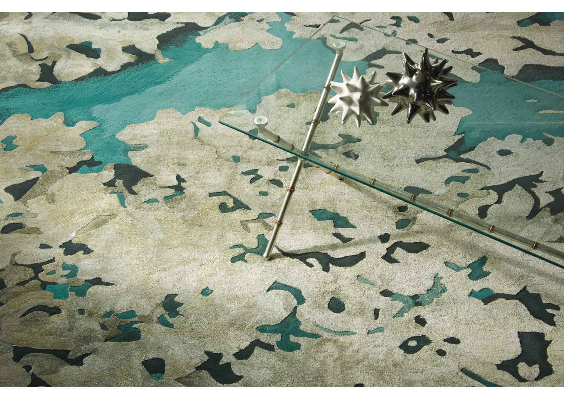 Nourison Prismatic PRS06 Aqua Blue and Beige 8'x10' Large Rug,Nourison