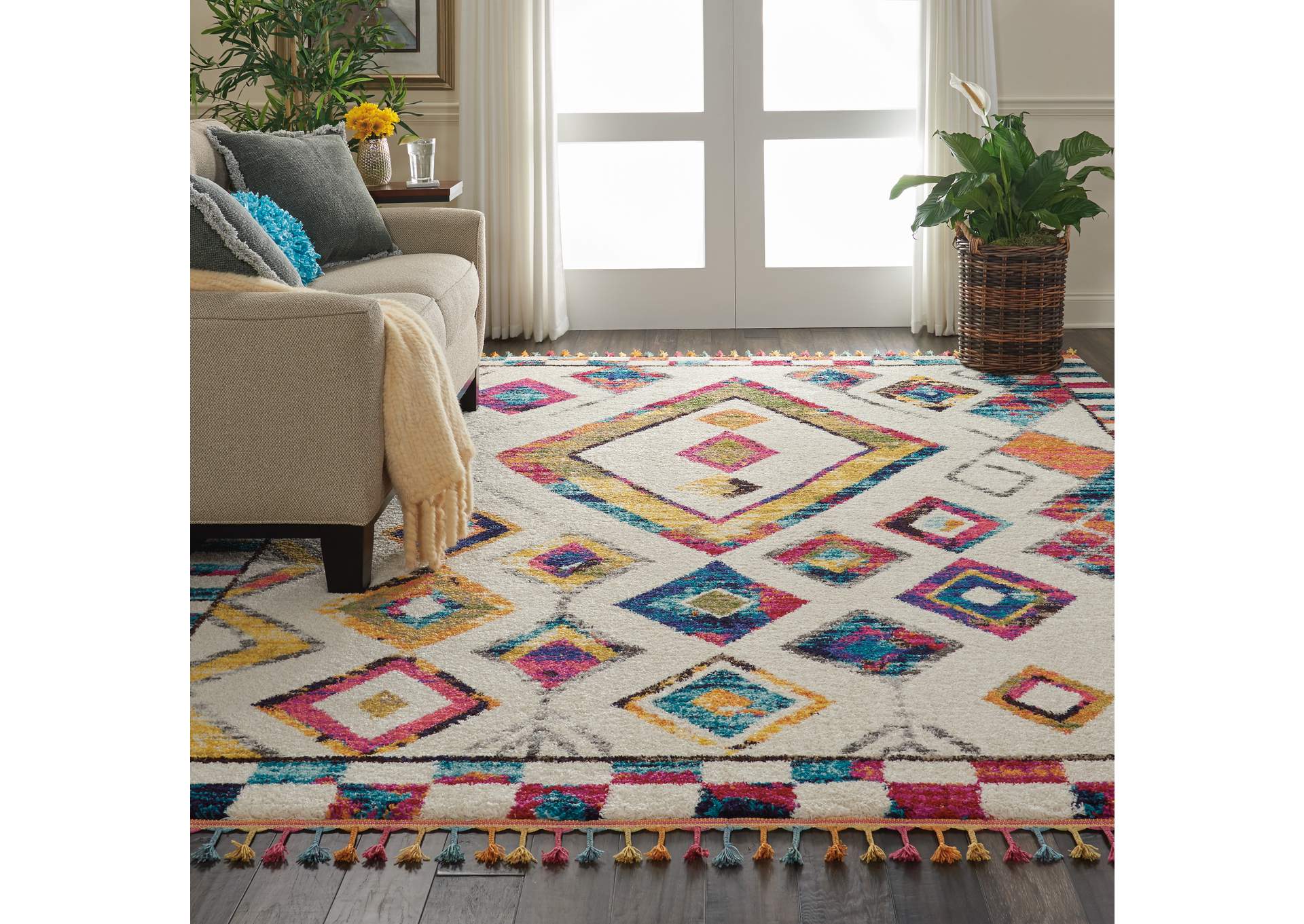 Nourison Nomad NMD02 White Multicolor 9'x12' Oversized Rug,Nourison