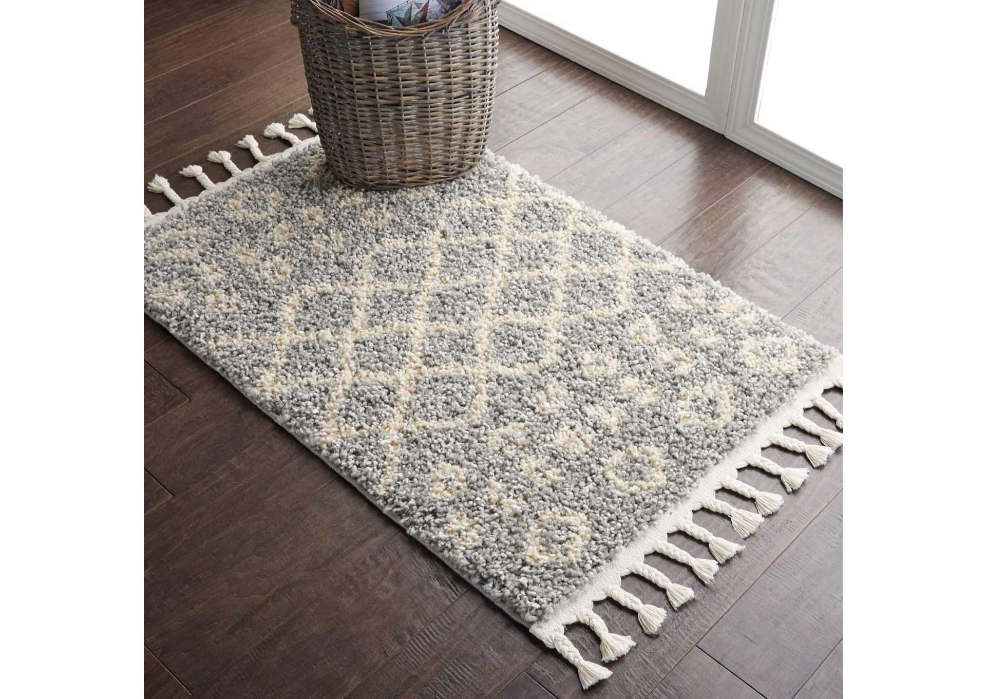 Nourison Moroccan Shag 2' X 4' Grey Plush Area Rug,Nourison