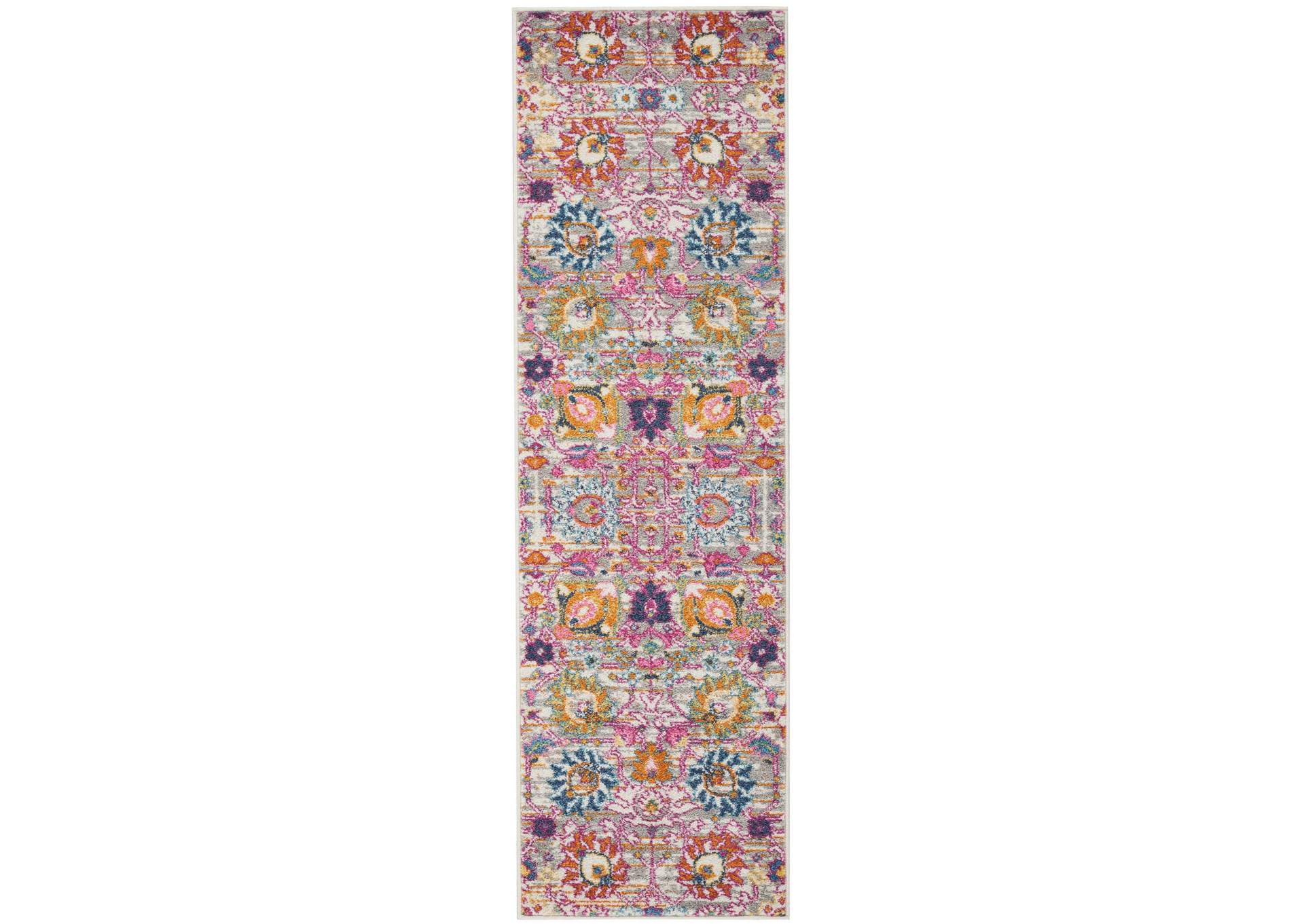 Nourison Passion PSN01 Pink and Grey 6' Runner Hallway Rug,Nourison