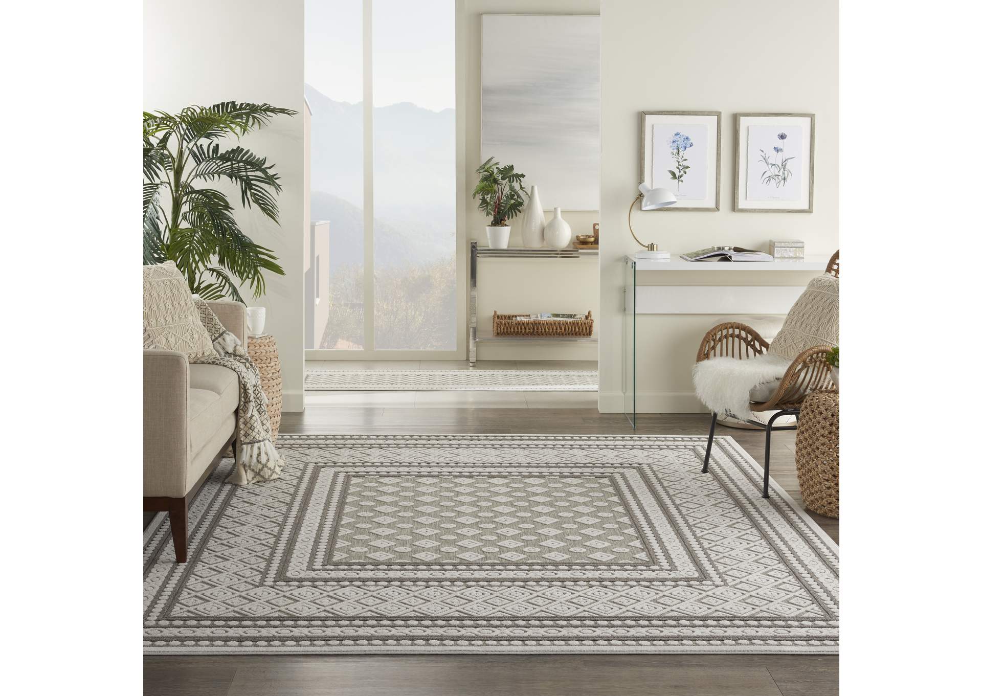 Nourison Key Largo 9'x12' Light Grey Area Rug,Nourison