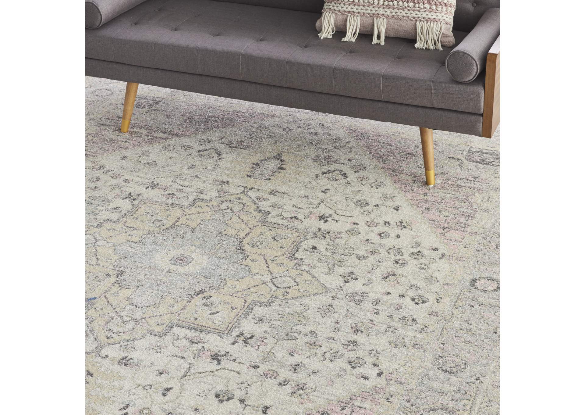 Nourison Tranquil TRA06 Pink and Beige 8'x10' Large Rug,Nourison