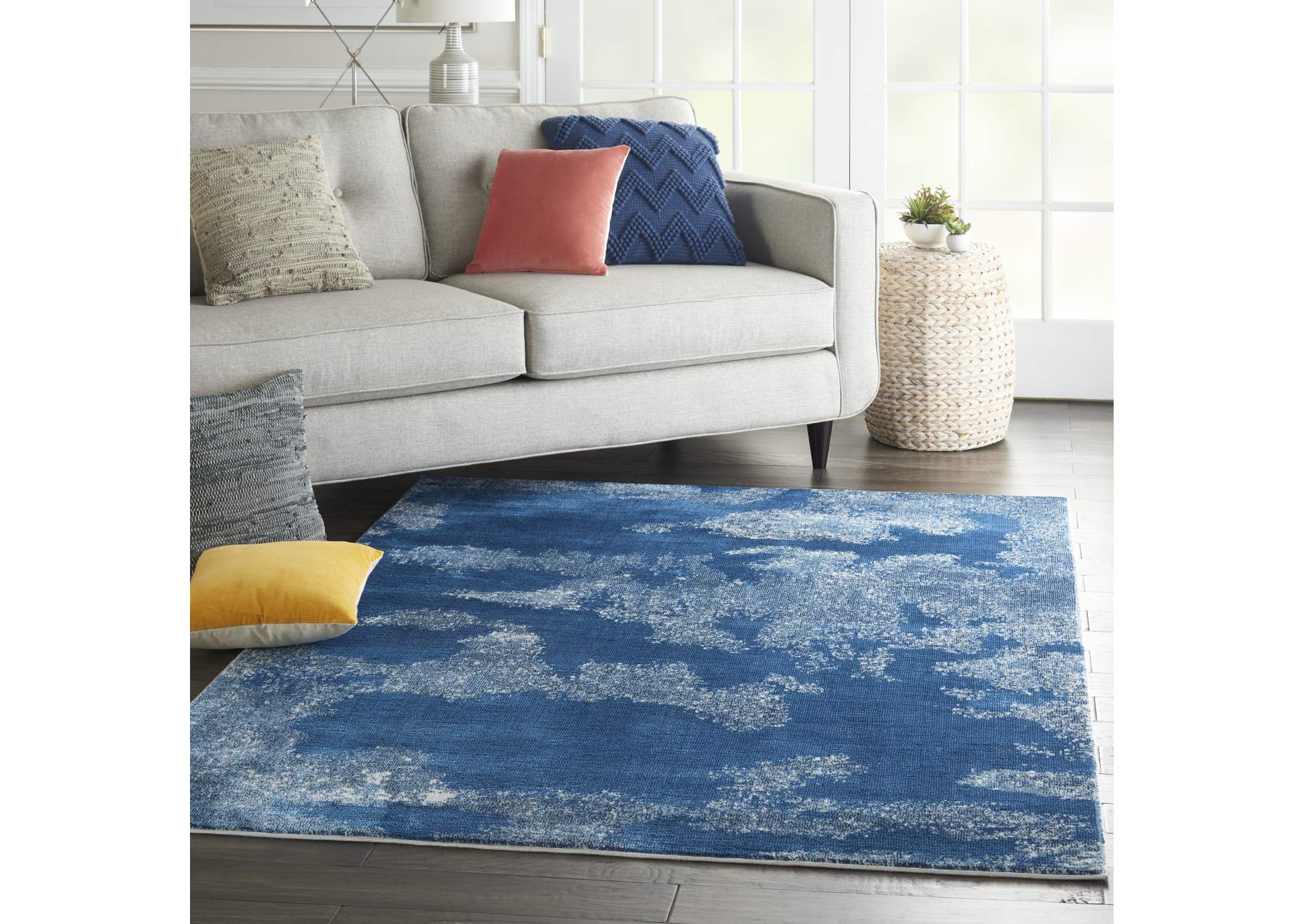 Nourison Etchings 4' x 6' Blue Abstract Area Rug,Nourison
