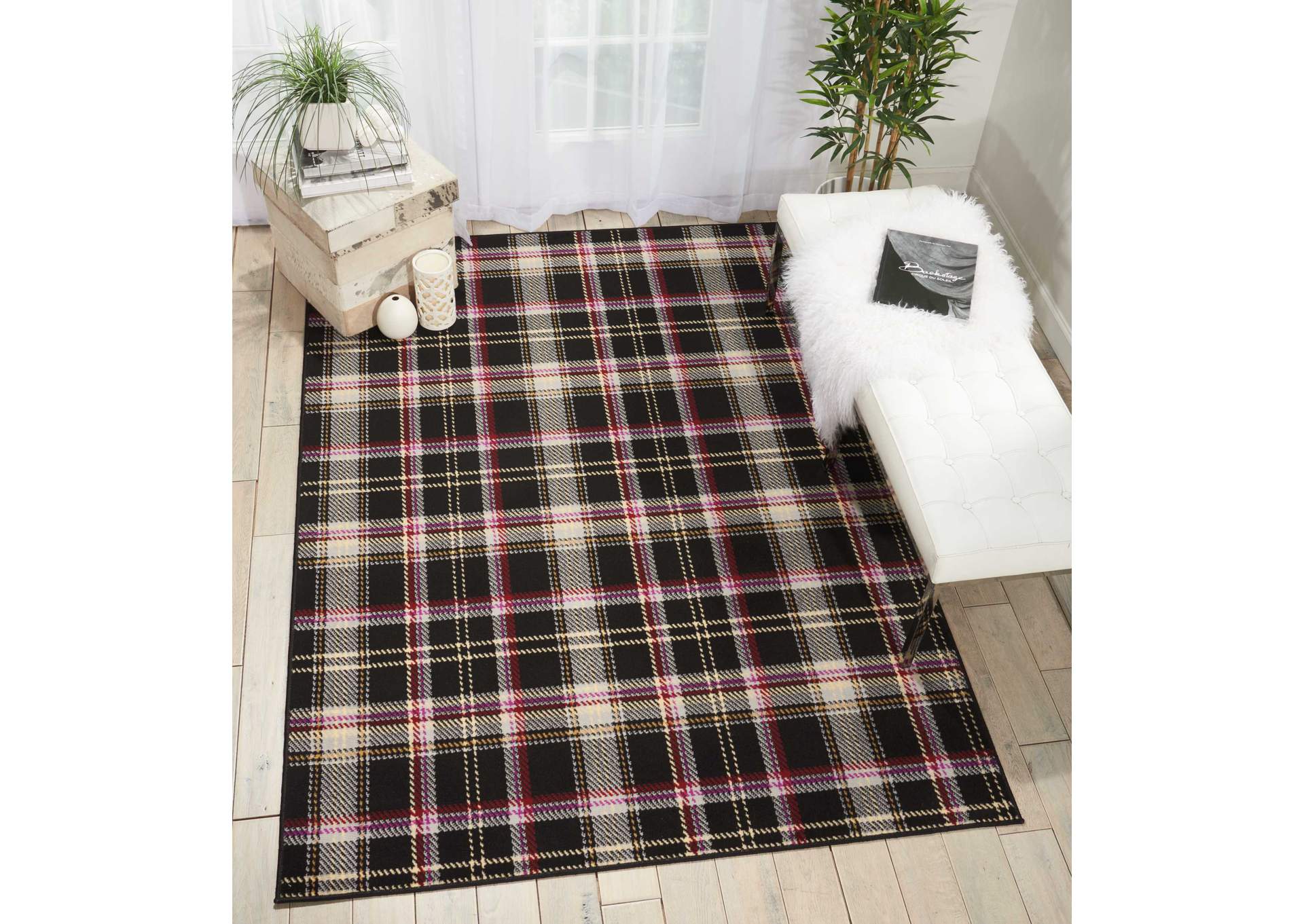 Nourison Grafix GRF03 Black and Red 5'x7' Area Rug,Nourison