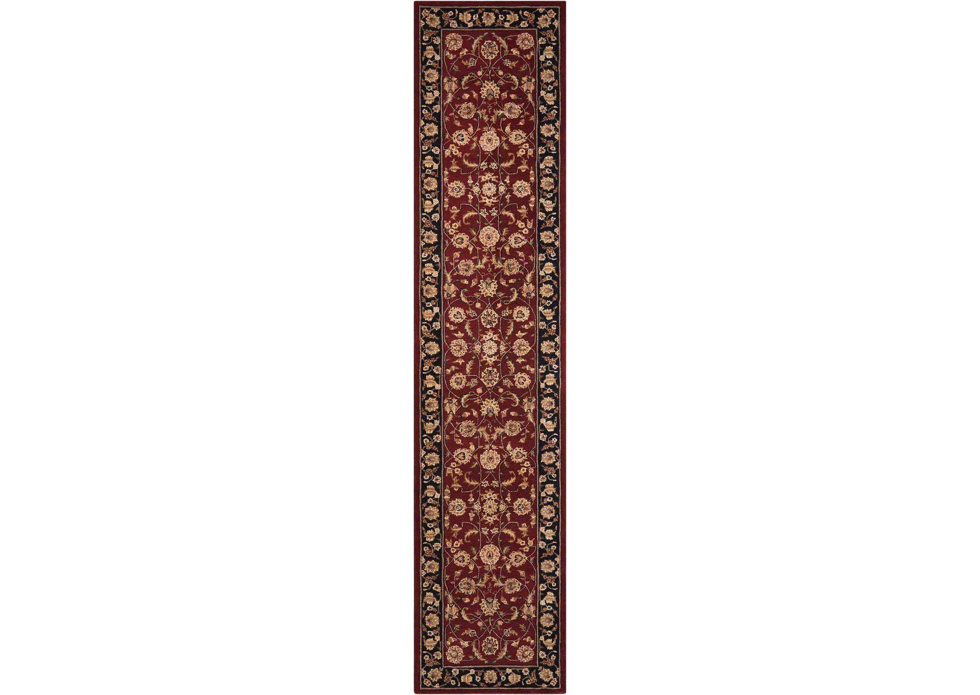 Nourison 2000 2002 Dark Red Multicolor 12' Runner Area Rug,Nourison