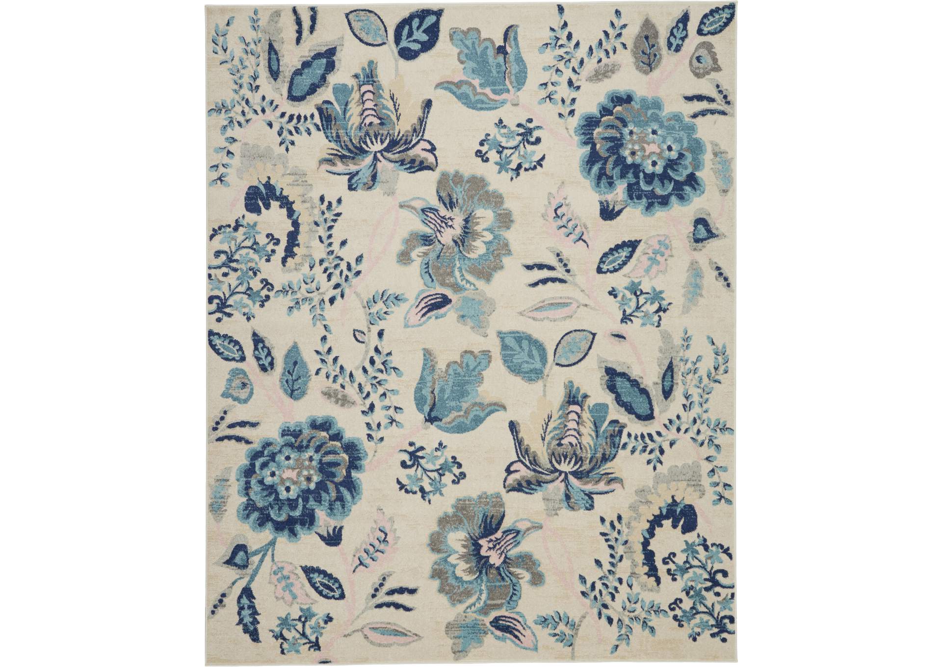 Nourison Tranquil TRA02 Blue and White 8'x10' Large Rug,Nourison