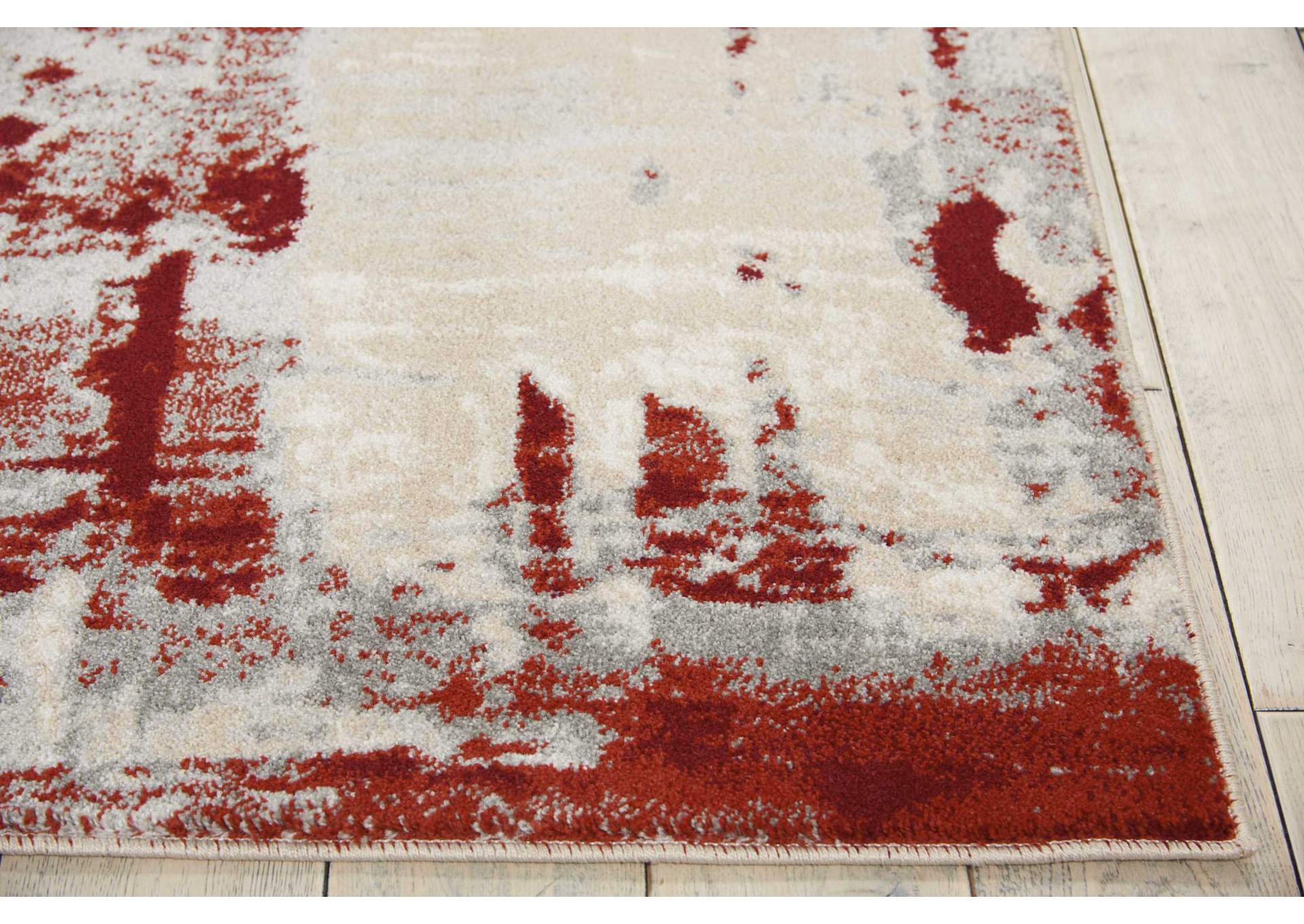 Nourison Maxell MAE14 White and Red 9'x13' Oversized Rug,Nourison