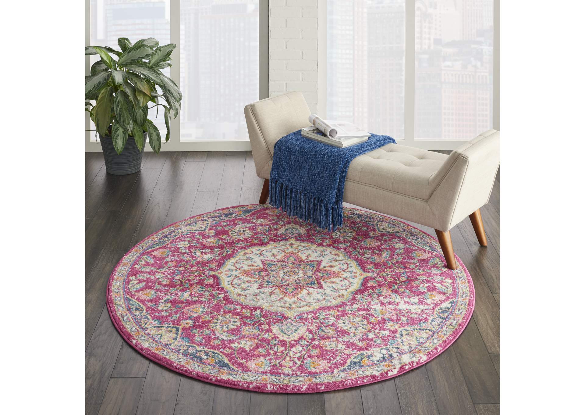 Nourison Passion Bohemian Pink Colored Area Rug,Nourison