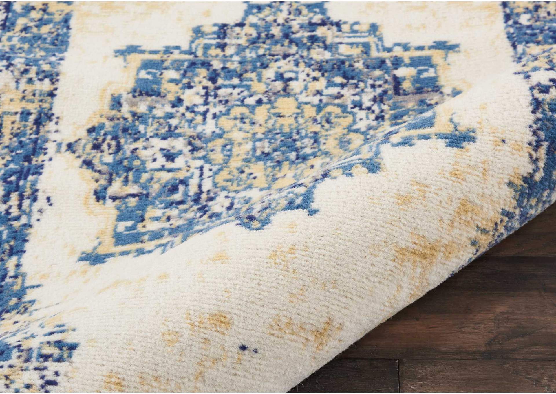 Nourison Grafix GRF14 White and Blue 8' Runner Hallway Rug,Nourison